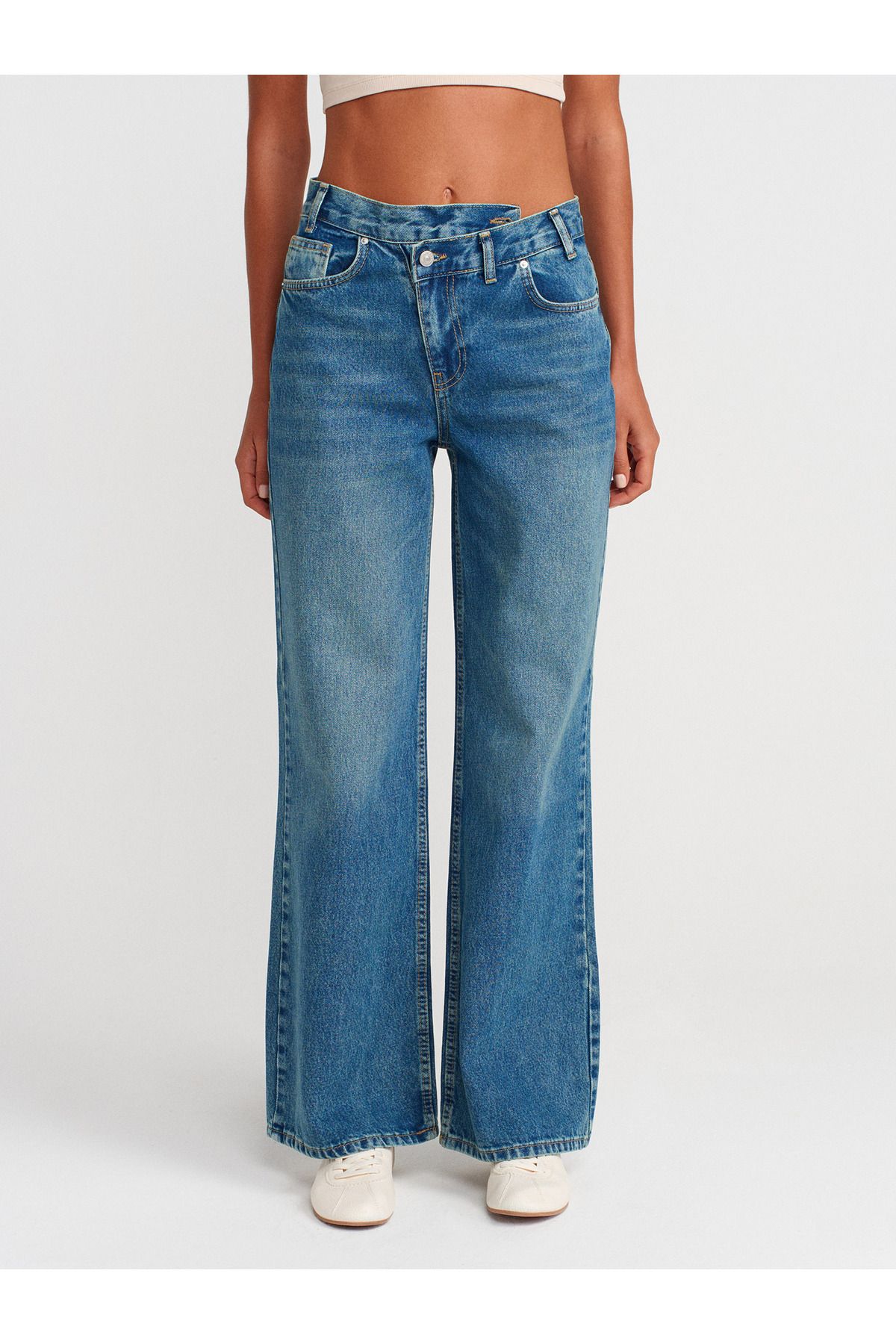 Dilvin-Asymmetrical Wideleg Denim Sequin Tint 4