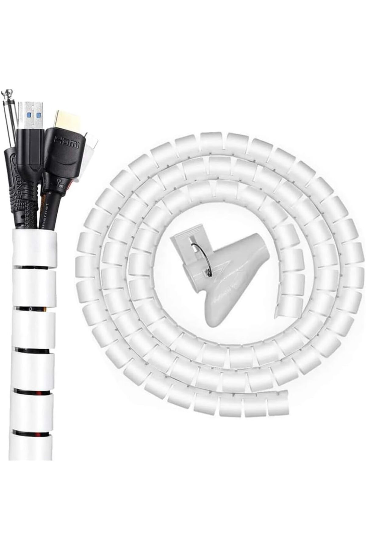 mazıdağı mazzıdağ 1 mt x 22 mm Spiral Boru Kablo Kanalı Kablo Fiş Düzenleyici Toplayıcı Kordon Kablo T