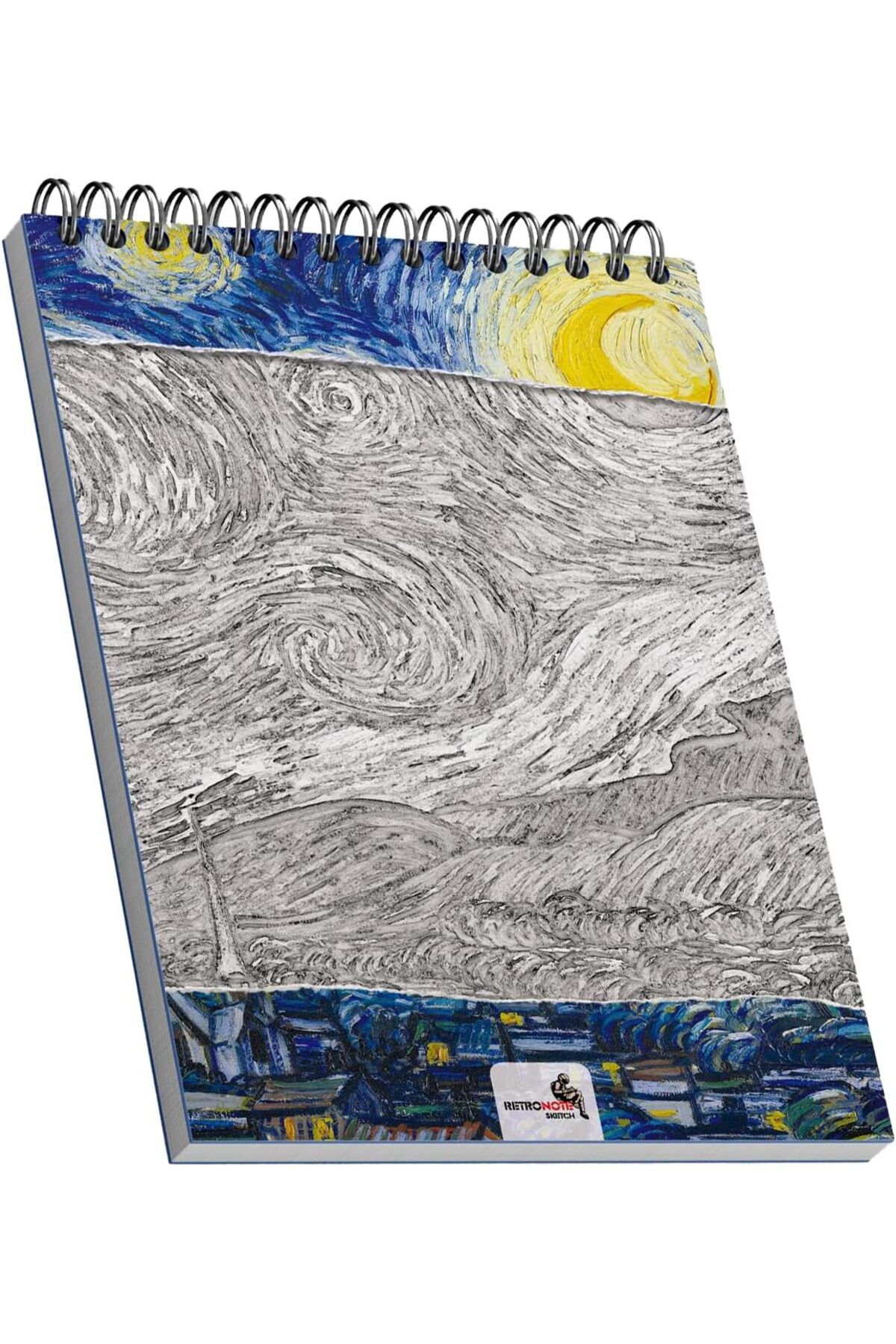 KDROĞLU KDROGLU The Starry Night, Van Gogh 1889, A4 Eskiz Defter I, Çizgisiz, 50 Sayfa, 100 gram, Beyaz Ren