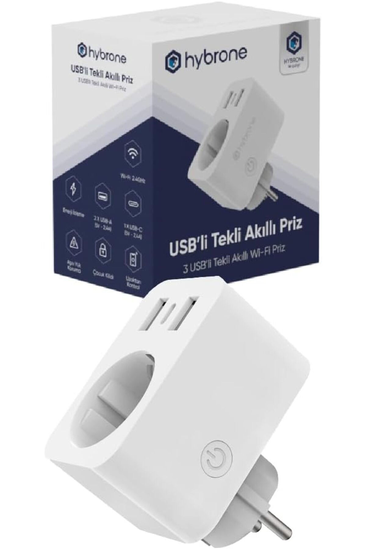 STOREMAX ekn USB ve Type-C Girişli Akım Korumalı Wi-Fi Akıllı Priz, Adaptör, 16 Amper, Enerji İzleme,