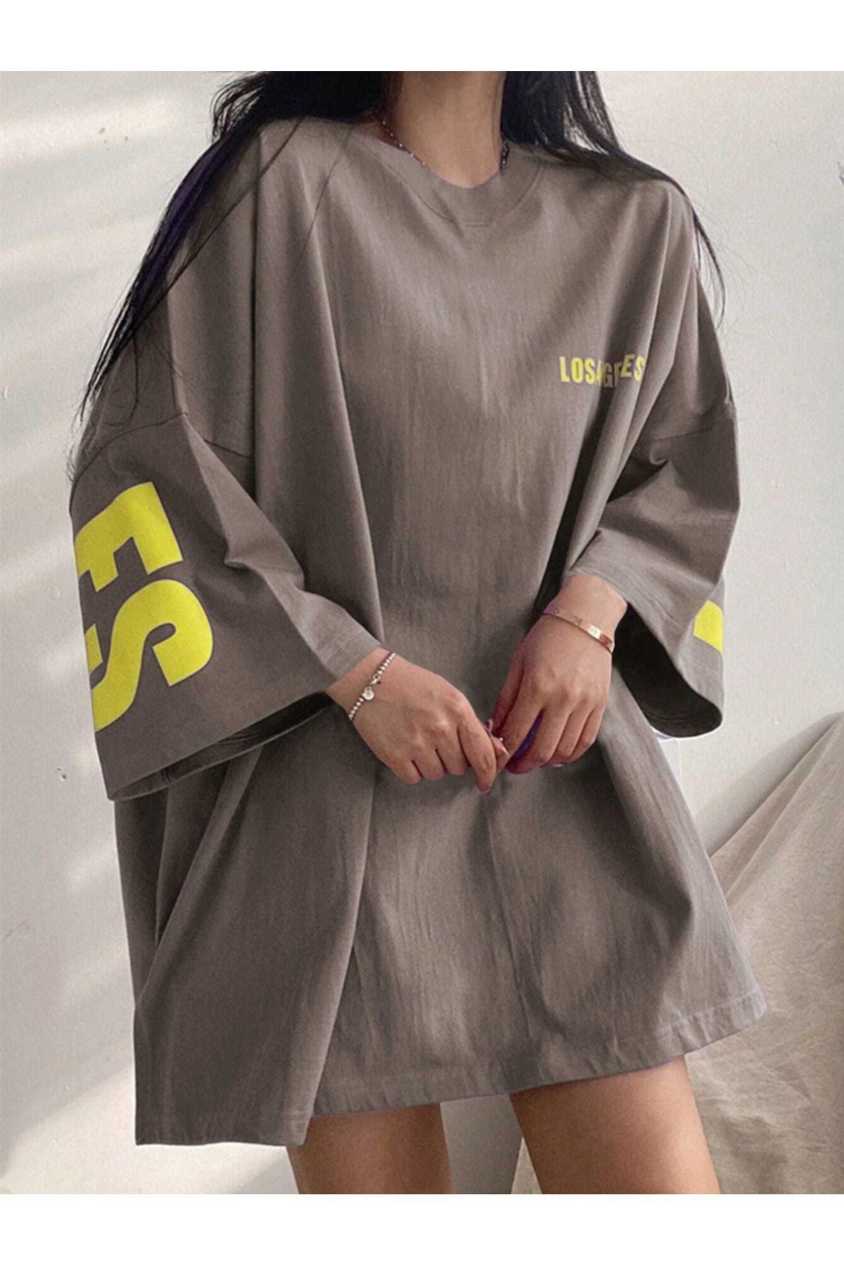 ALEGORİ Unisex Kadın/Erkek Loc Renkli Özel Baskılı Oversize Pamuk Penye T-Shirt