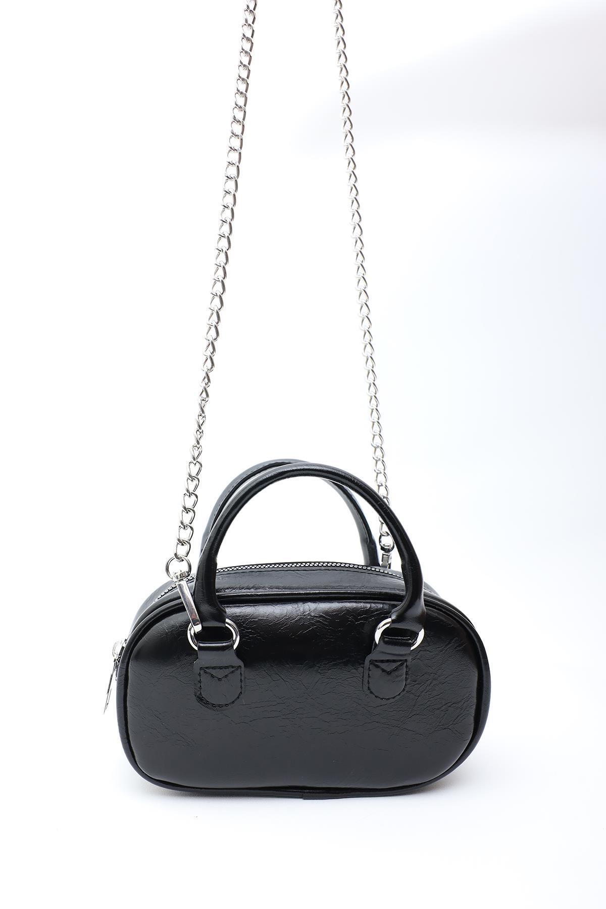 Mopia-Regina Black Women's Chain Cross Strap Mini Bag 5