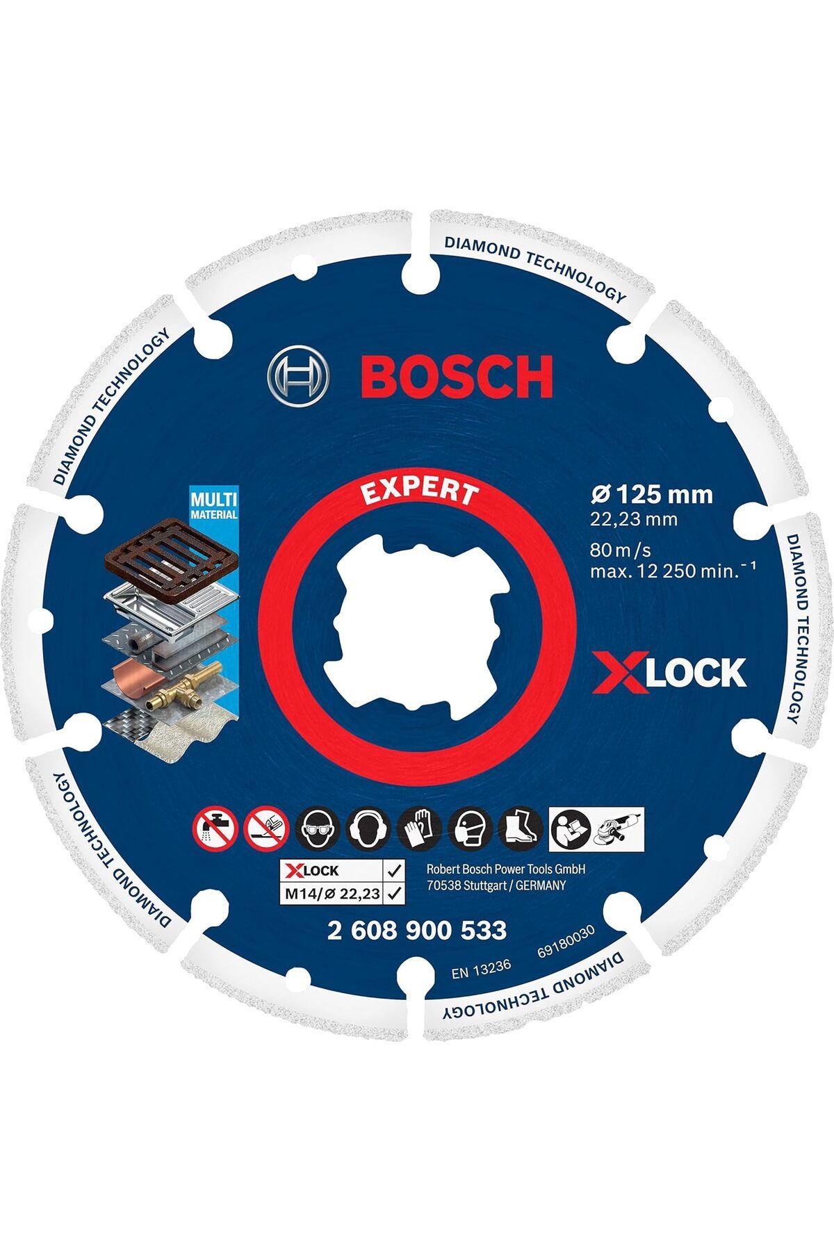 DERİK dsr Professional 1x EXPERT Diamond Metal Wheel X-LOCK Kesme Diski 125 mm (Dökme demir, Paslanmaz ç