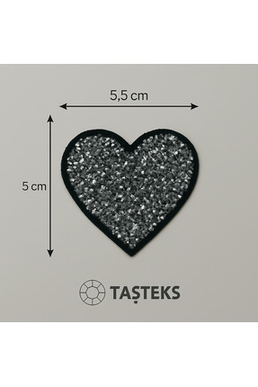 Taşteks TAŞLI Ütülenebilen veya Sticker Olarak Kullanılabilen Kalp Modeli 2 adet