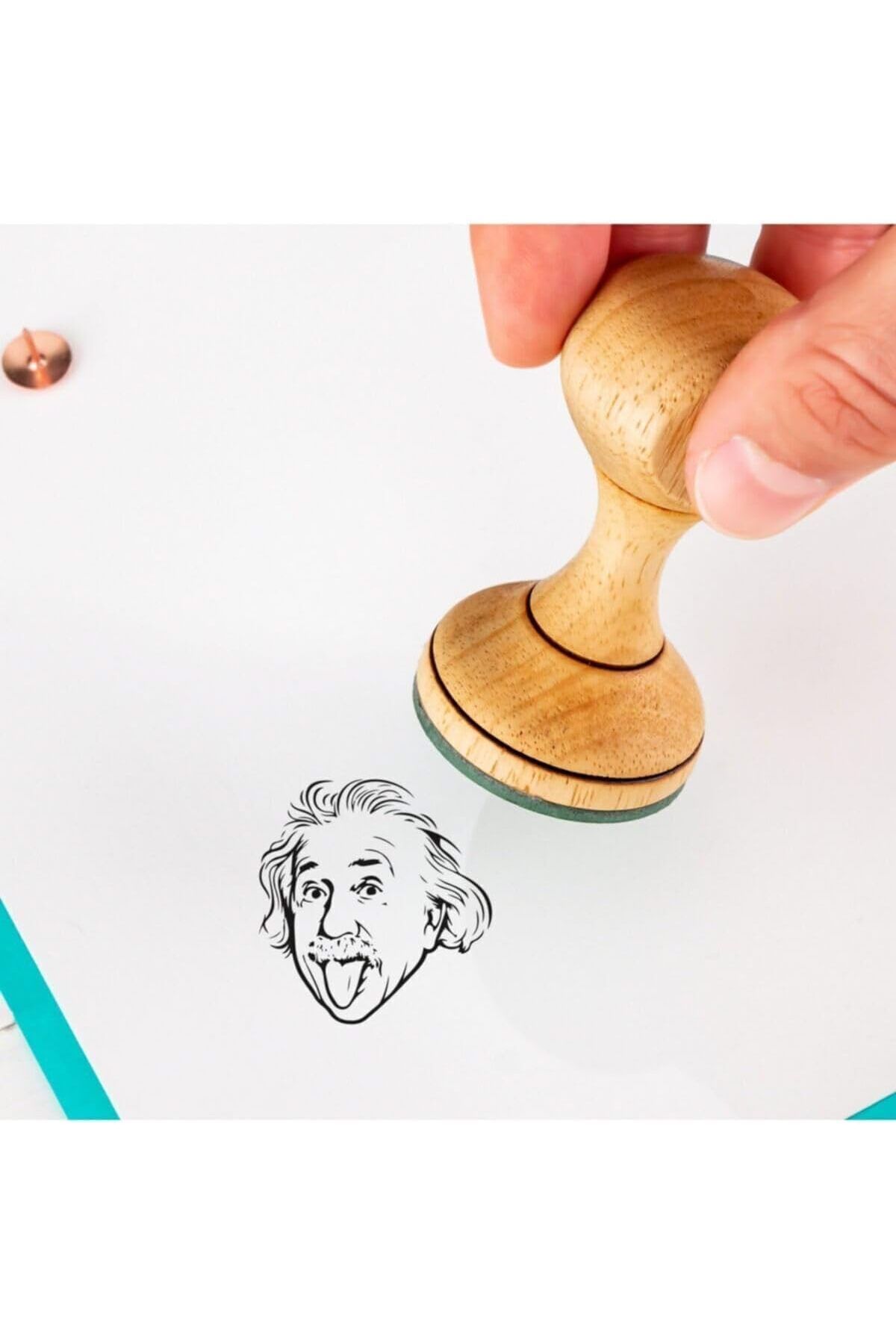 ÇAĞUR çağur Hediye Einstein Tasarımlı Esprili Mühür - Ahşap Kitap mühür - Defter Kaşe YENİ 1109