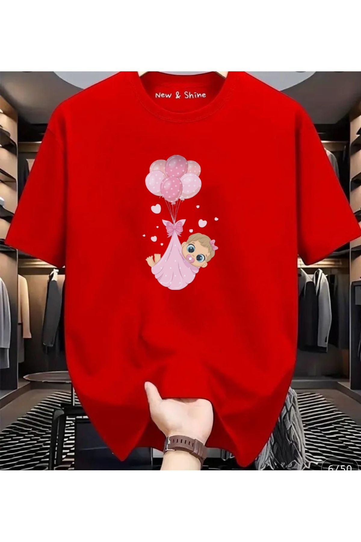 New Shine Kız Bebek Baskılı Oversize T-Shirt
