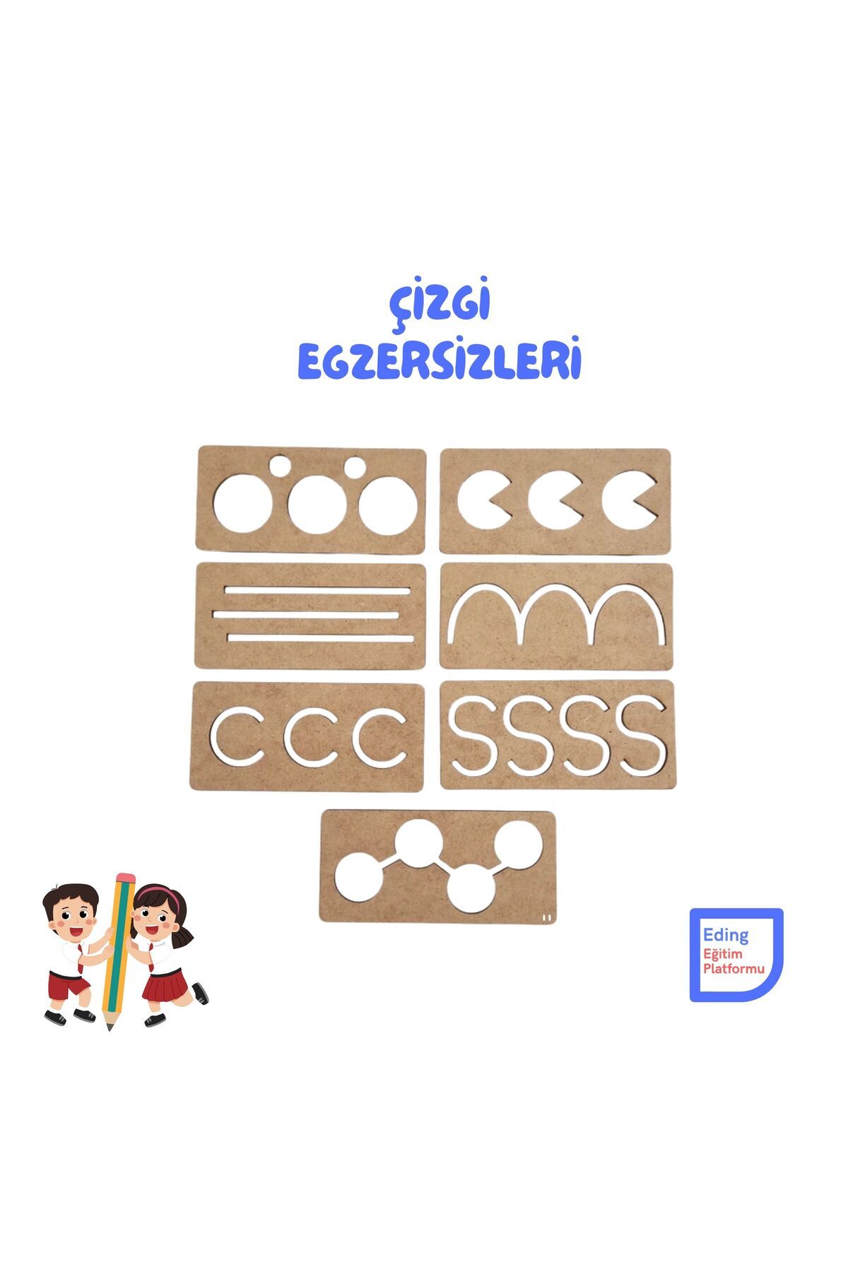 Fapatech Montessori Yazıya Hazırlık El Kası Geliştirme 7 li Ahşap Set Çizgi, Desen , Şekil Çalışmaları