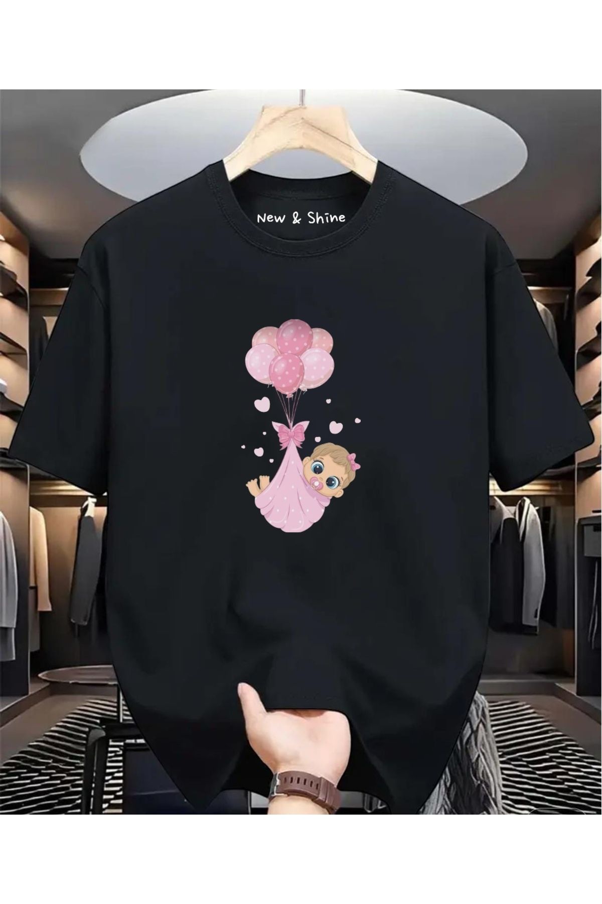 New Shine Kız Bebek Baskılı Oversize T-Shirt