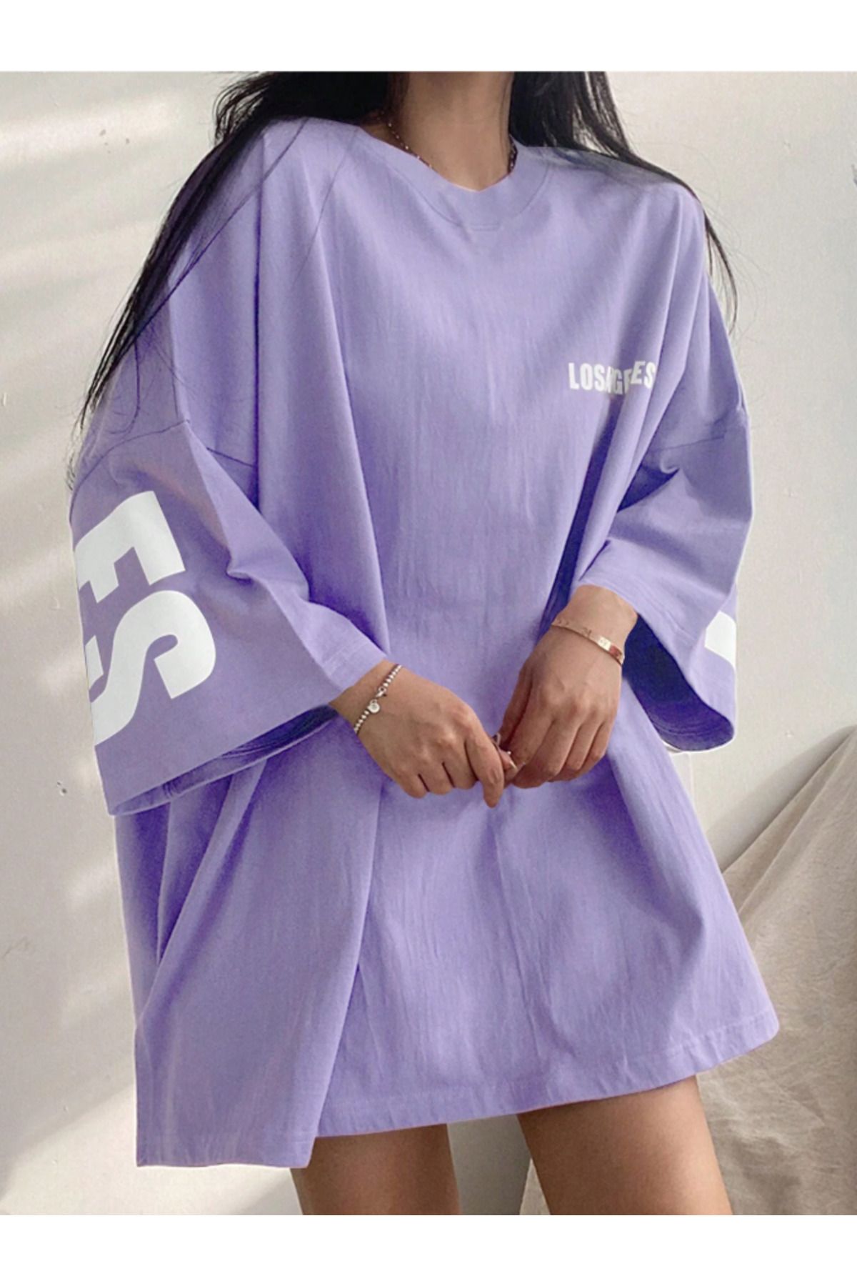 ALEGORİ Unisex Kadın/Erkek Loc Renkli Özel Baskılı Oversize Pamuk Penye T-Shirt