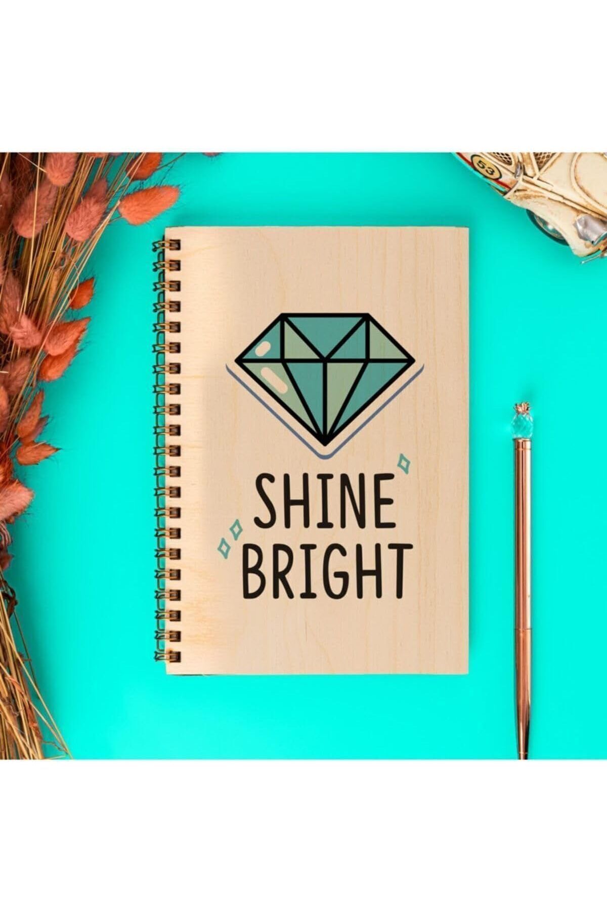 KDROĞLU Shine Bright Tasarımlı 8 Cm X 12 Cm Ölçülerinde Çizgisiz 48 Yaprak Ahşap Kapaklı