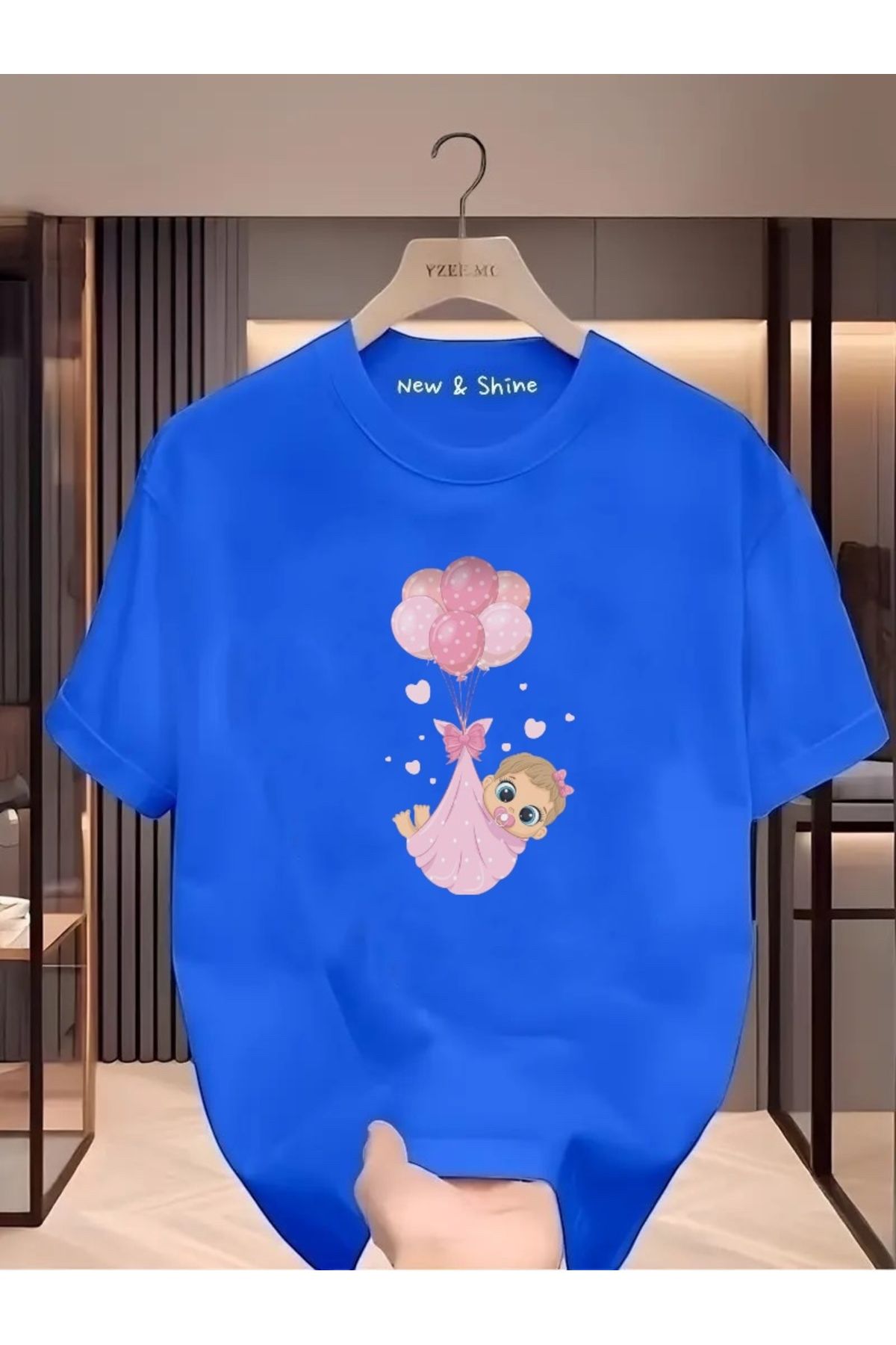New Shine Kız Bebek Baskılı Oversize T-Shirt