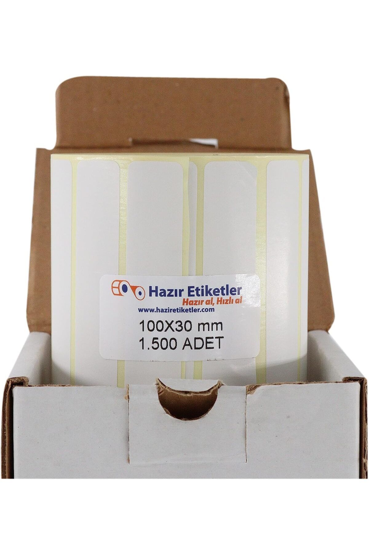 MEGOBİNE WHERE etiketler , hazır al hızlı al Kuşe Etiket 100mm x 30mm Ruloda 1500 Adet 40mm Kuka Çapınd