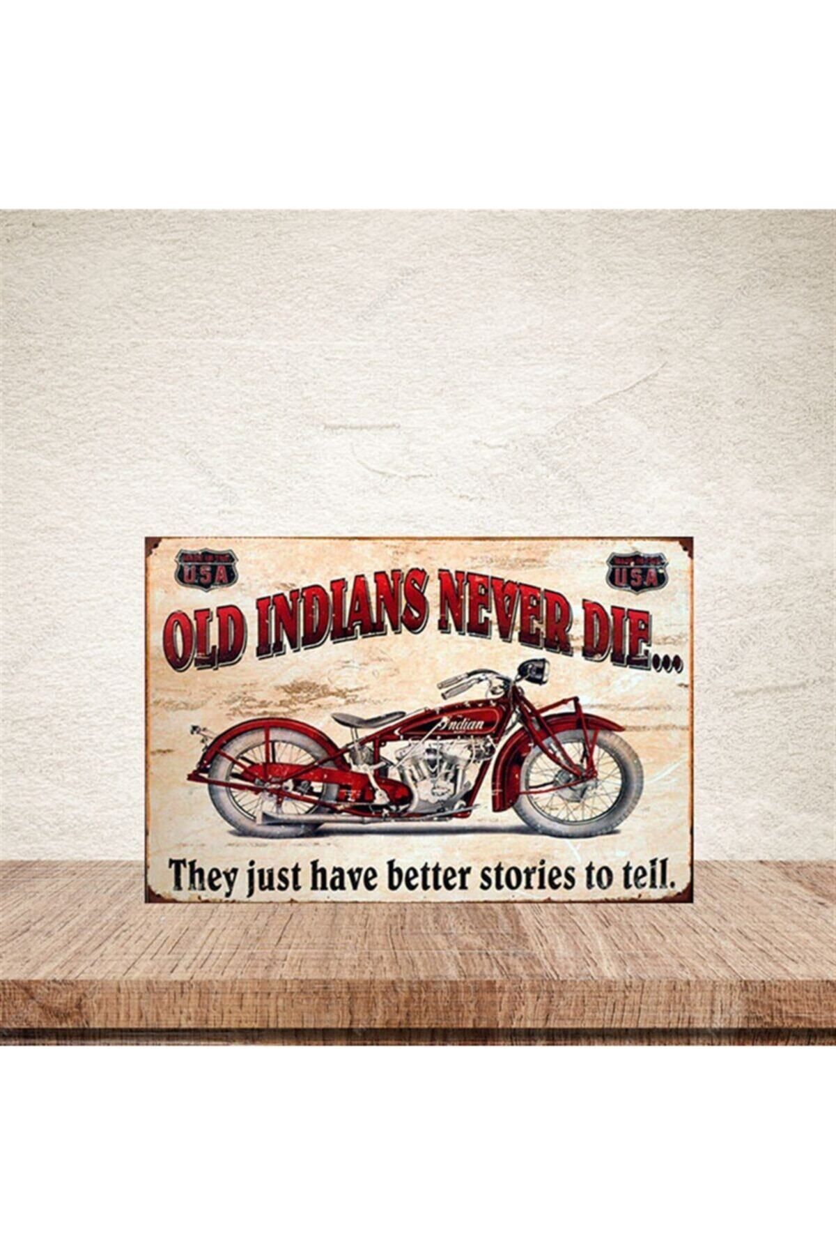 TAKIFİX Old Indians Never Die 20-30 cm Retro Ahşap Poster