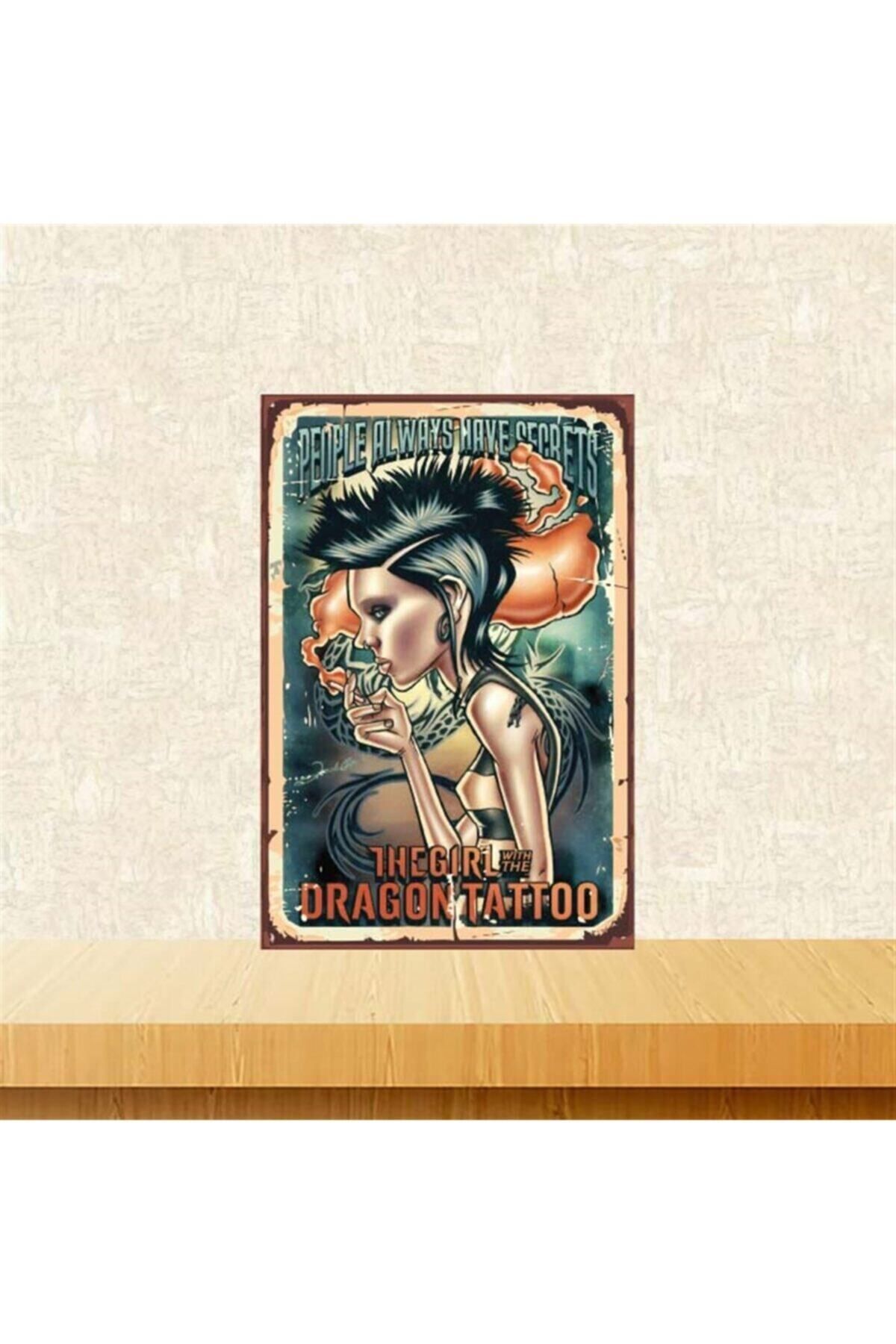 TAKIFİX The Girl Dragon Tattoo Retro Ahşap Poster 20x30 cm