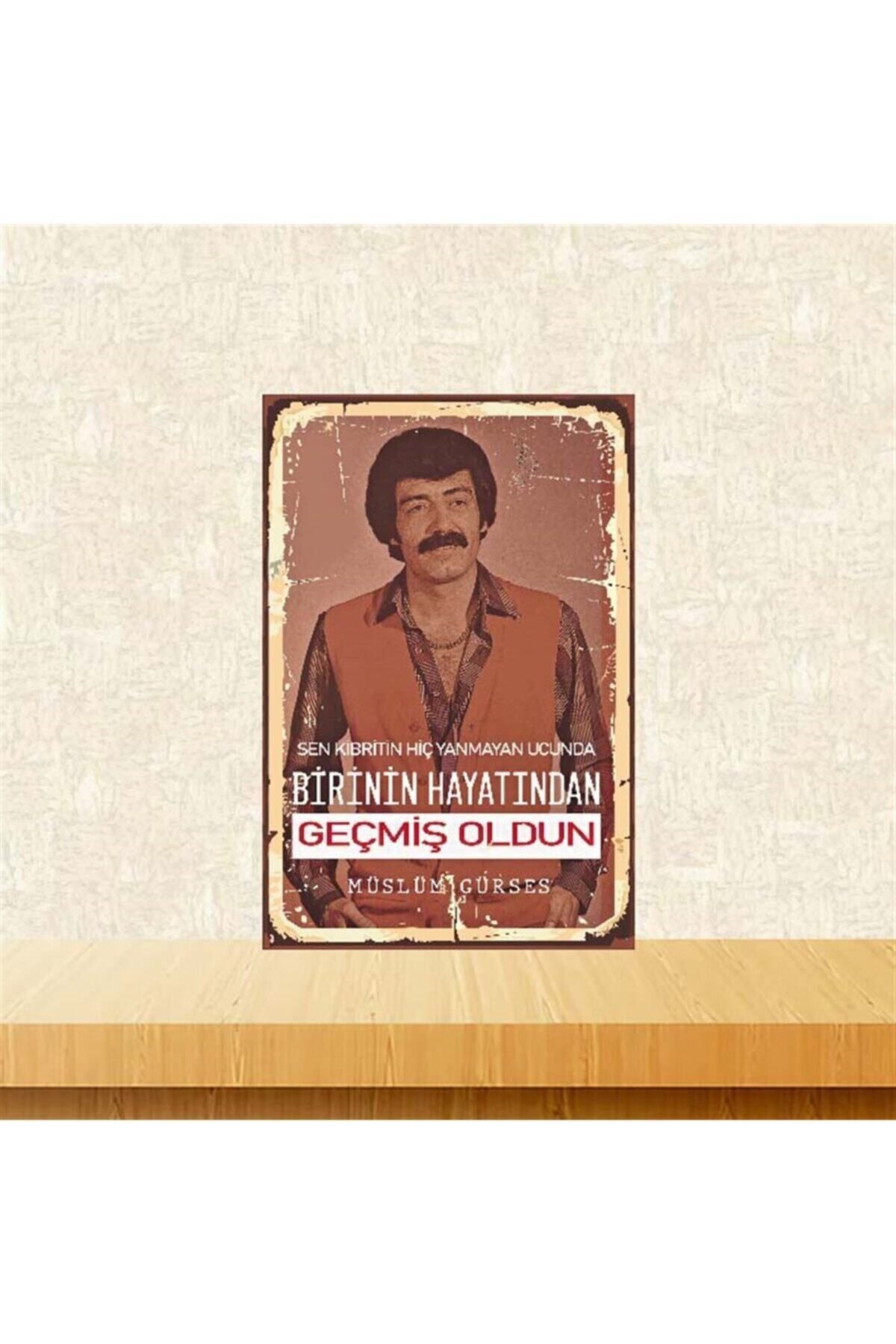 TAKIFİX Kahverengi Müslüm Gürses Temalı Ahşap Poster