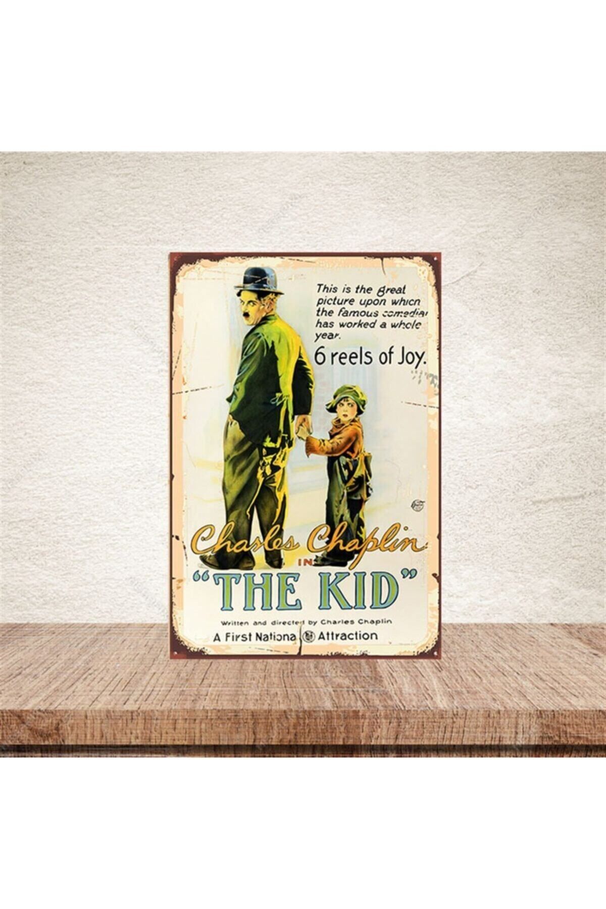 TAKIFİX Charlie Chaplin The Kid 20-30 Cm Retro Ahşap Poster
