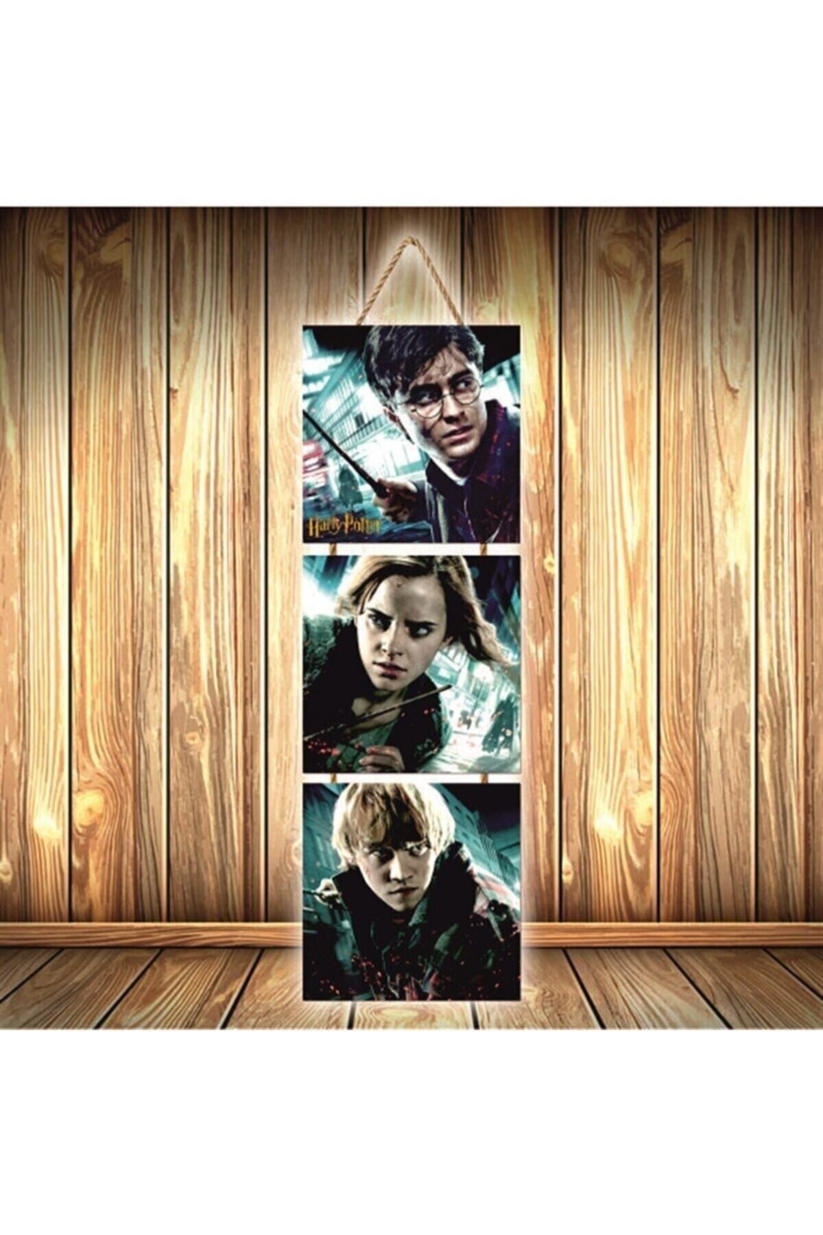 TAKIFİX Harry Potter Tasarımlı Üçlü Retro Ahşap Poster Ü504