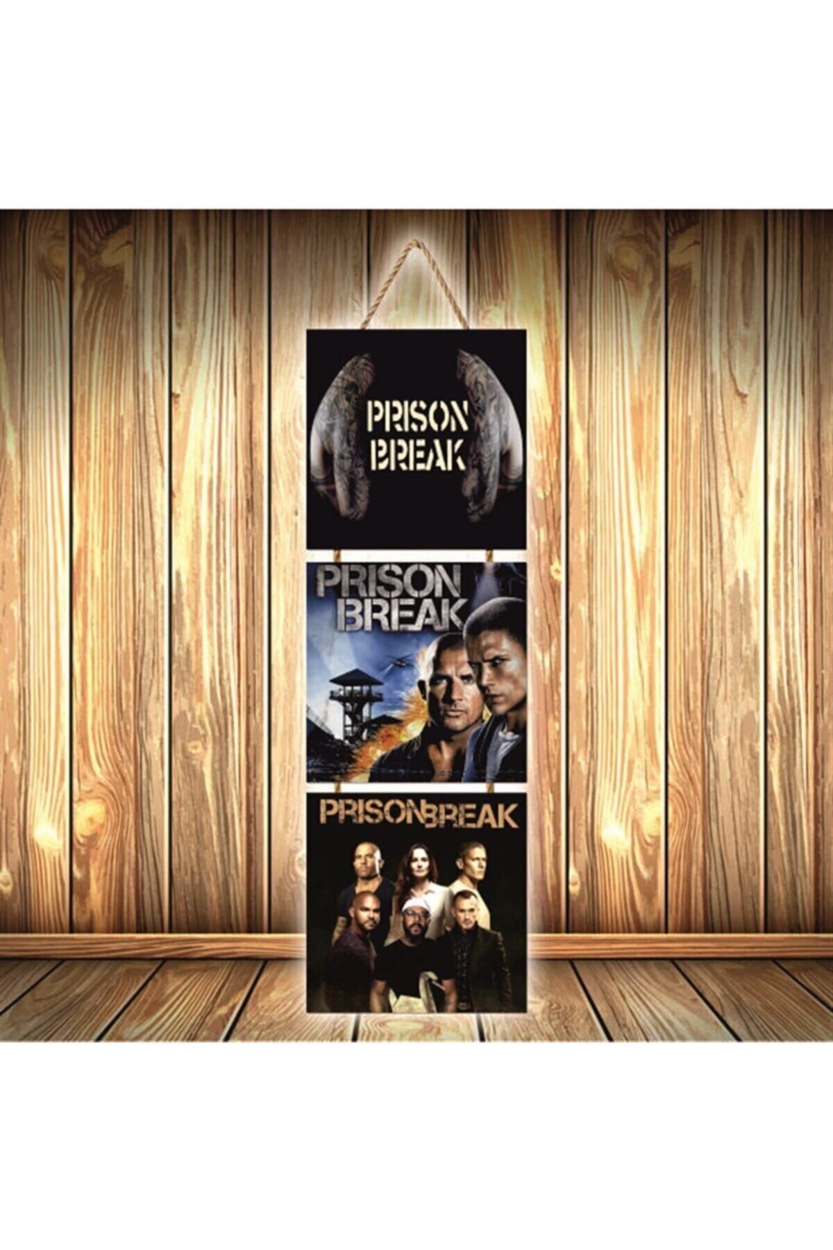 TAKIFİX Prison Break Tasarımlı Üçlü Retro Ahşap Poster Ü329