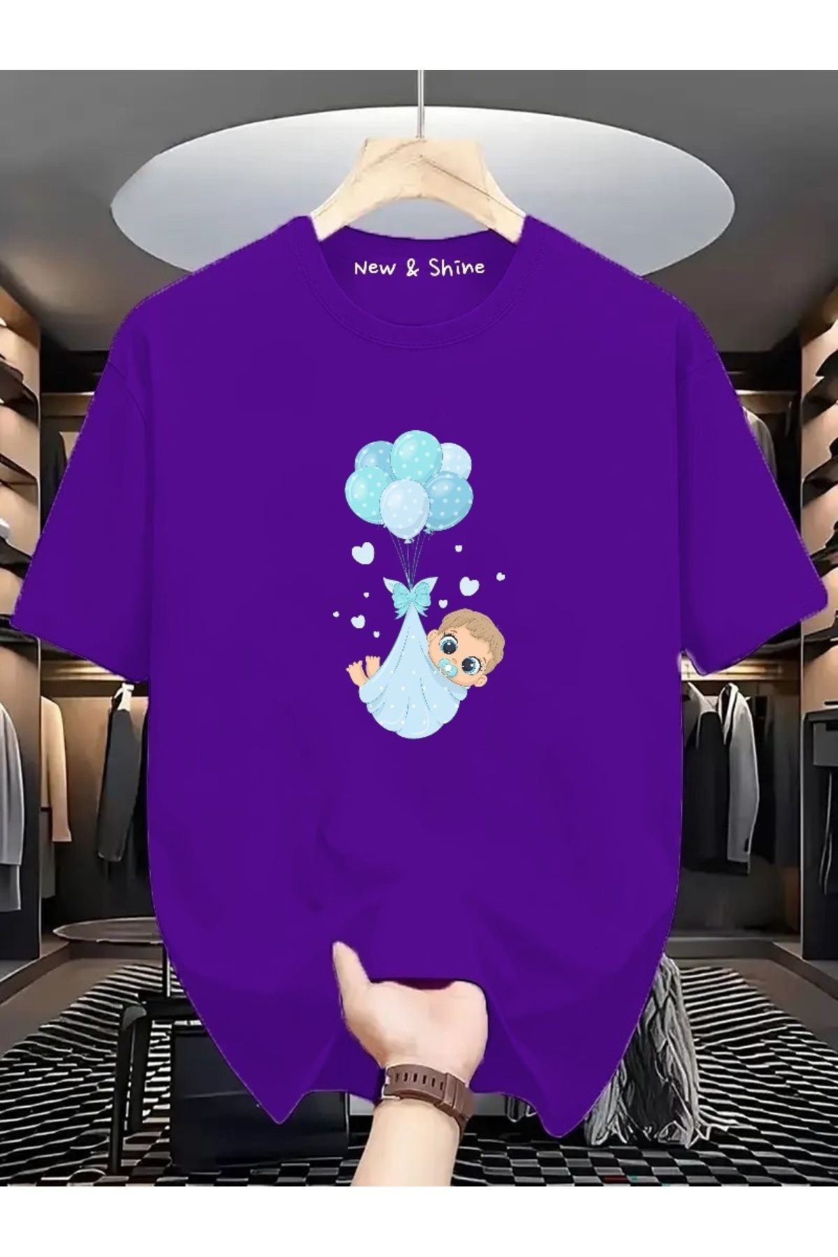 New Shine Erkek Bebek Baskılı Büyük Beden Oversize T-Shirt