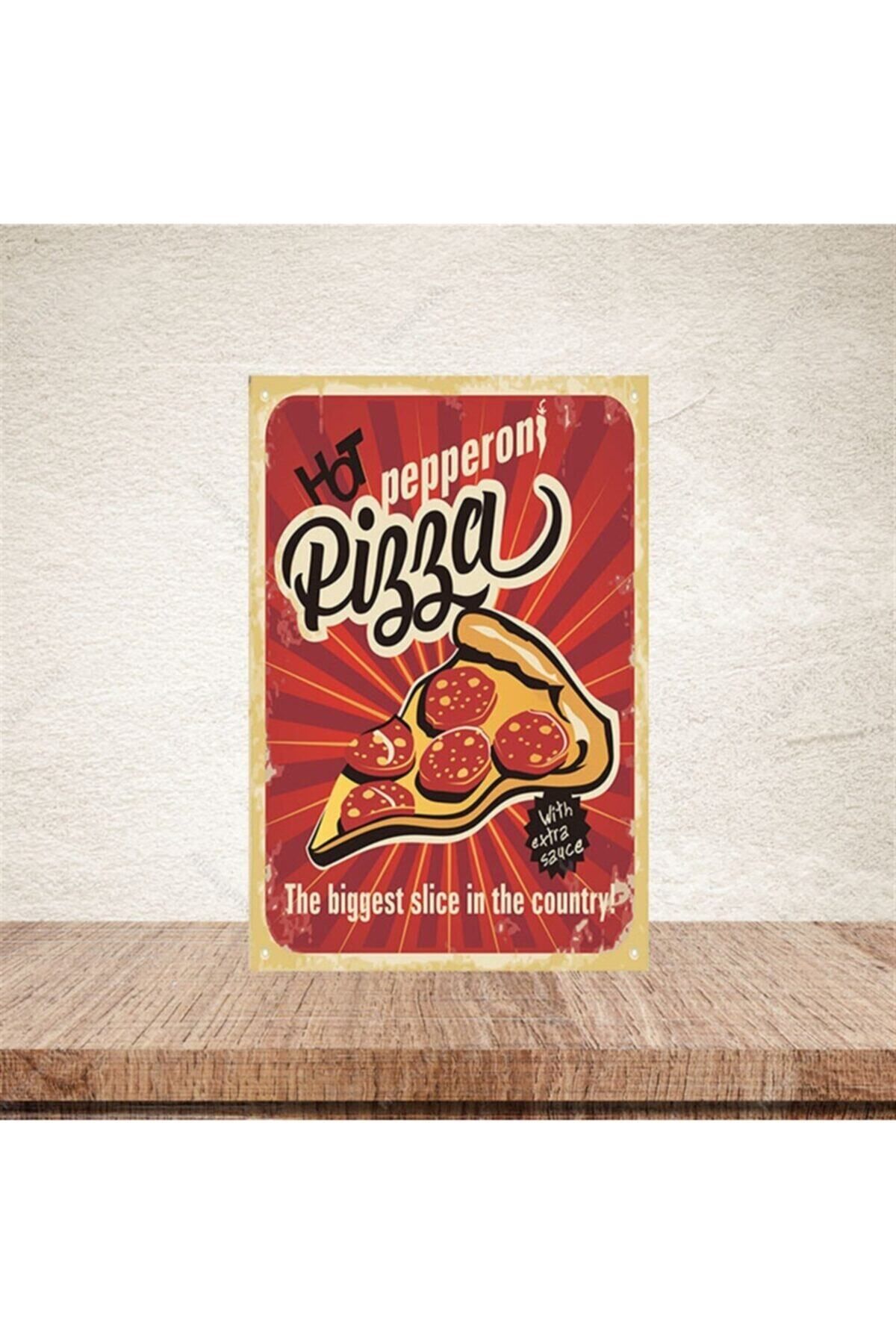 TAKIFİX Pizza 20-30 Cm Retro Ahşap Poster