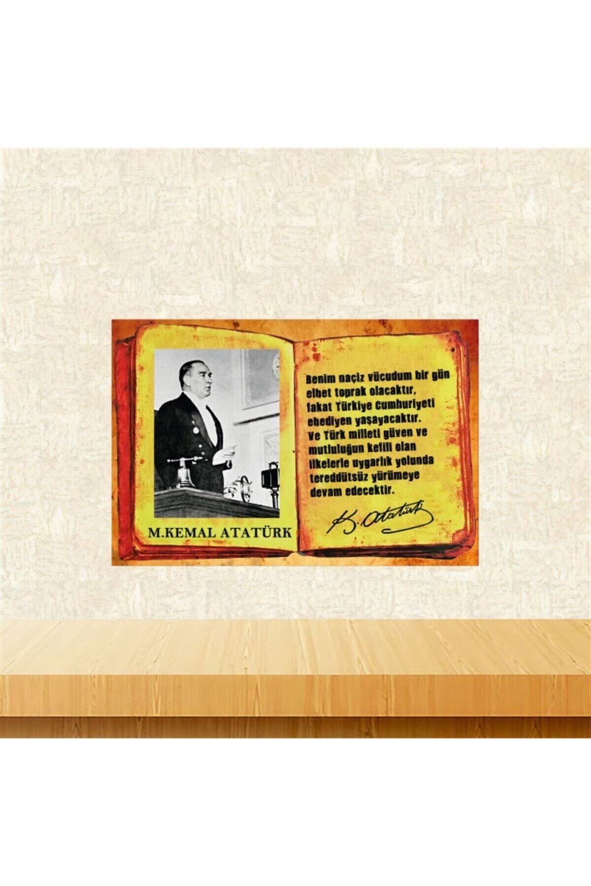 TAKIFİX Mustafa Kemal Atatürk 20-30 cm Retro Ahşap Poster