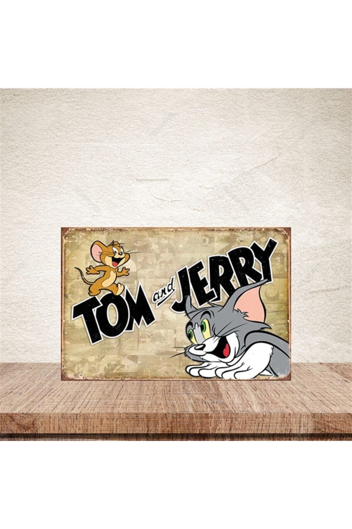 TAKIFİX Tom And Jerry 20-30 Cm Retro Ahşap Poster