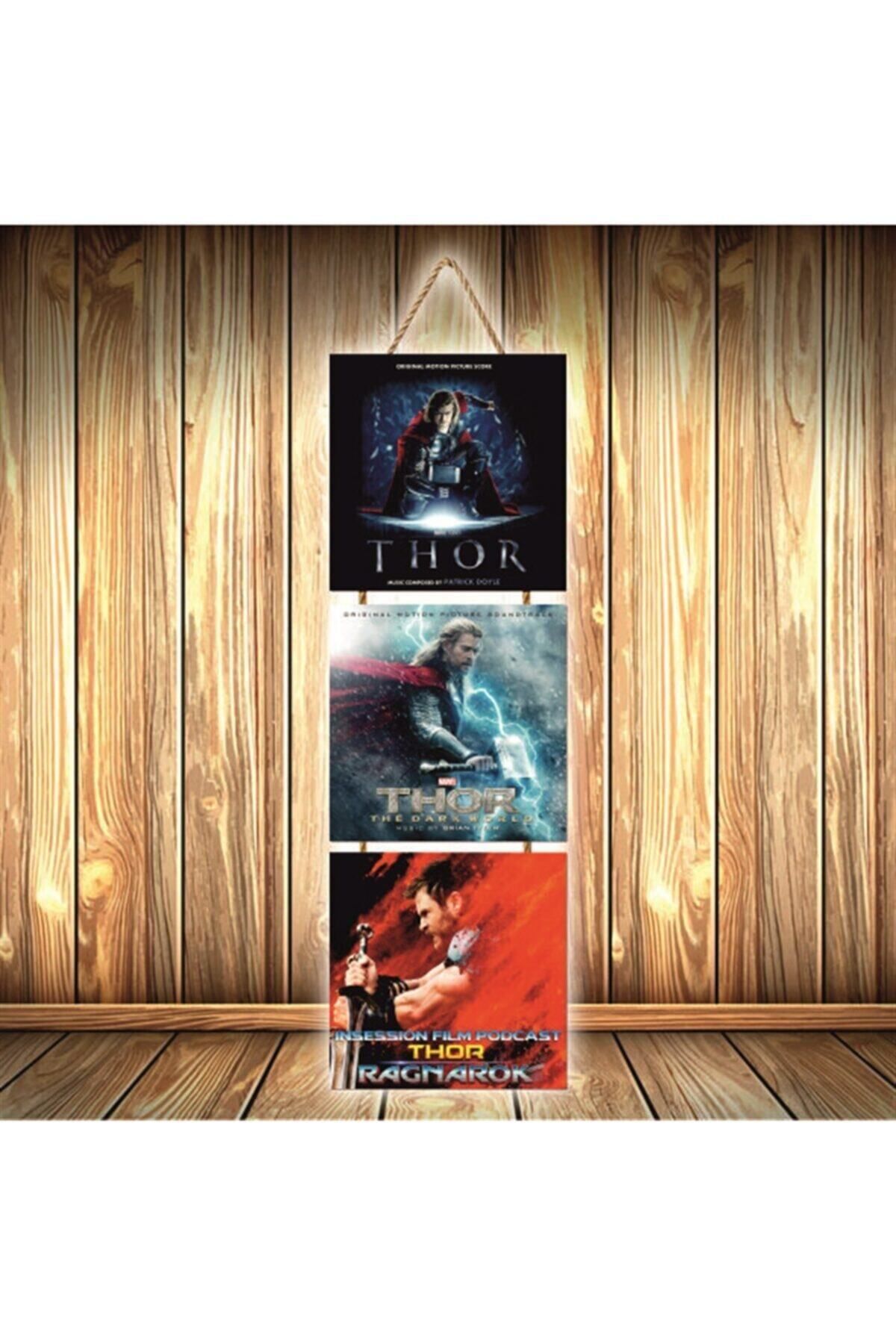 TAKIFİX Thor Tasarımlı Üçlü Retro Ahşap Poster Ü347