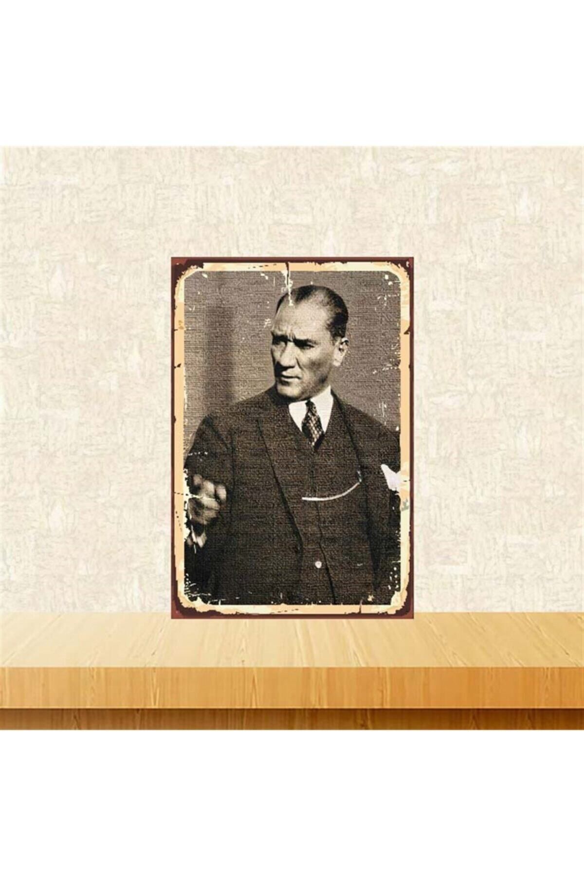 TAKIFİX Mustafa Kemal Atatürk 20-30 Cm Retro Ahşap Poster Tkfx4008