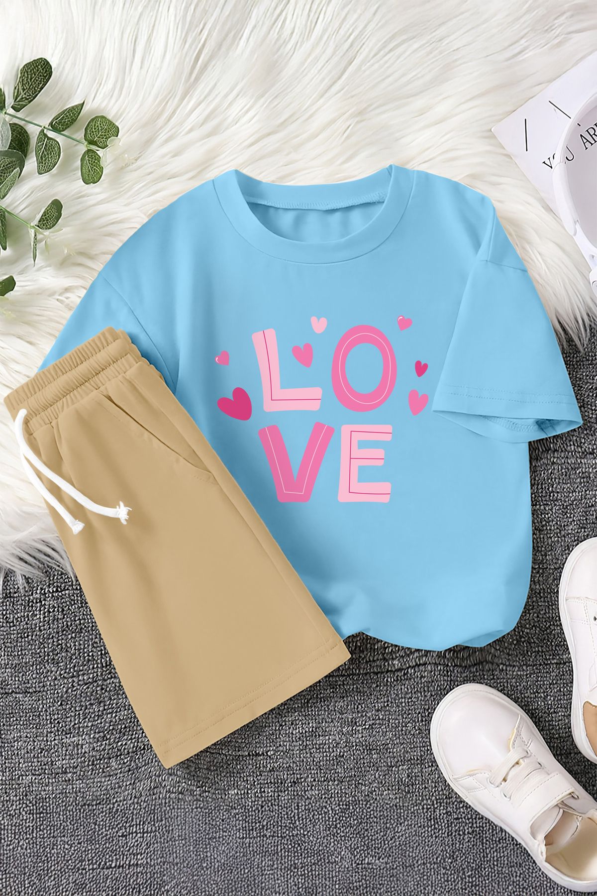 MYADA Set Pentru Copii Din 2 Piese Cu Imprimeu Inimă Scrisă Premium Love 23393 Unisex - 5–6 years