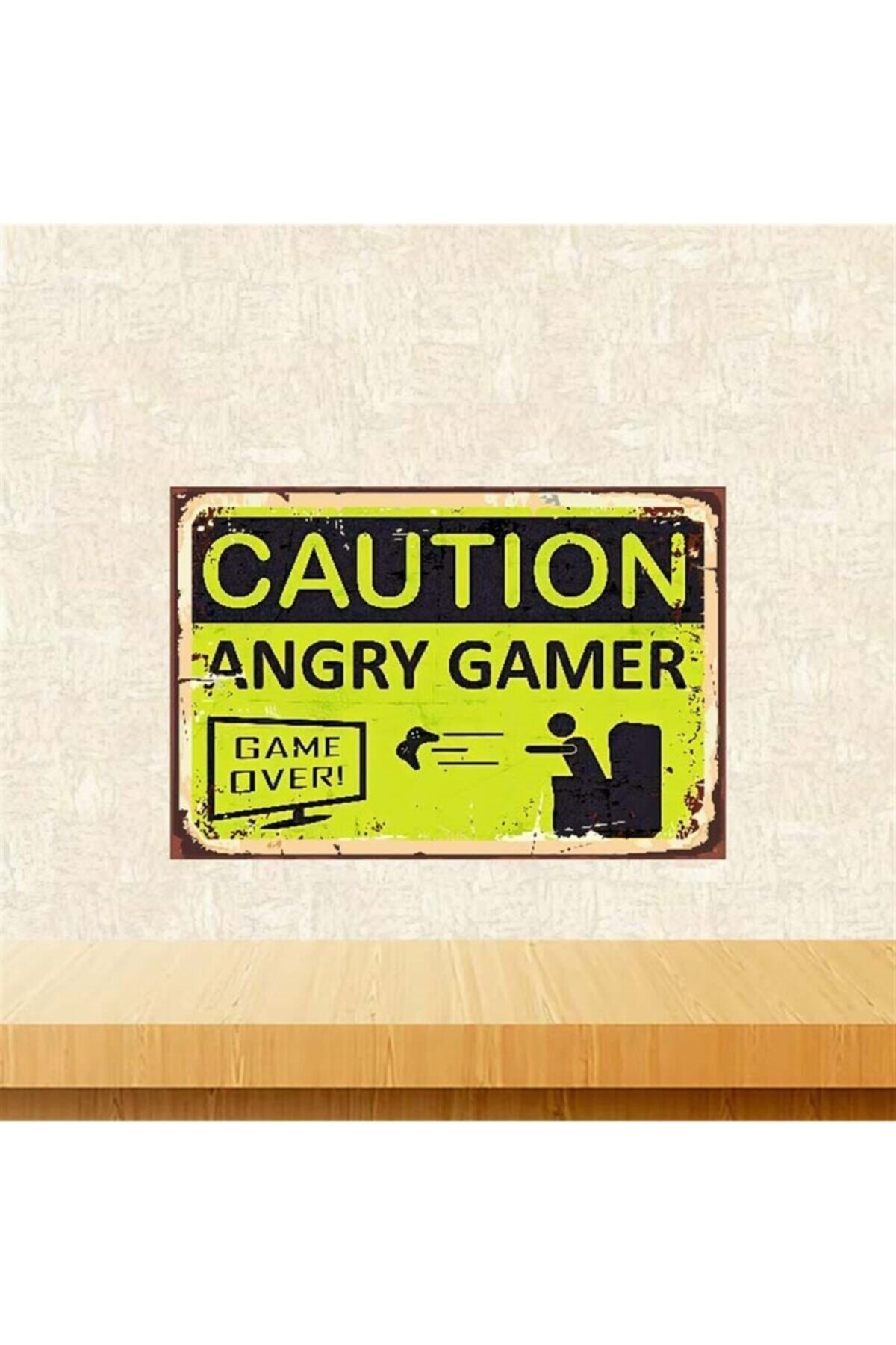 TAKIFİX Angry Gamer 20-30 cm Retro Ahşap Poster