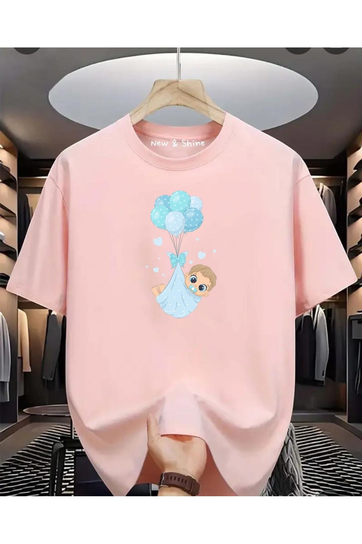 New Shine Erkek Bebek Baskılı Oversize T-Shirt
