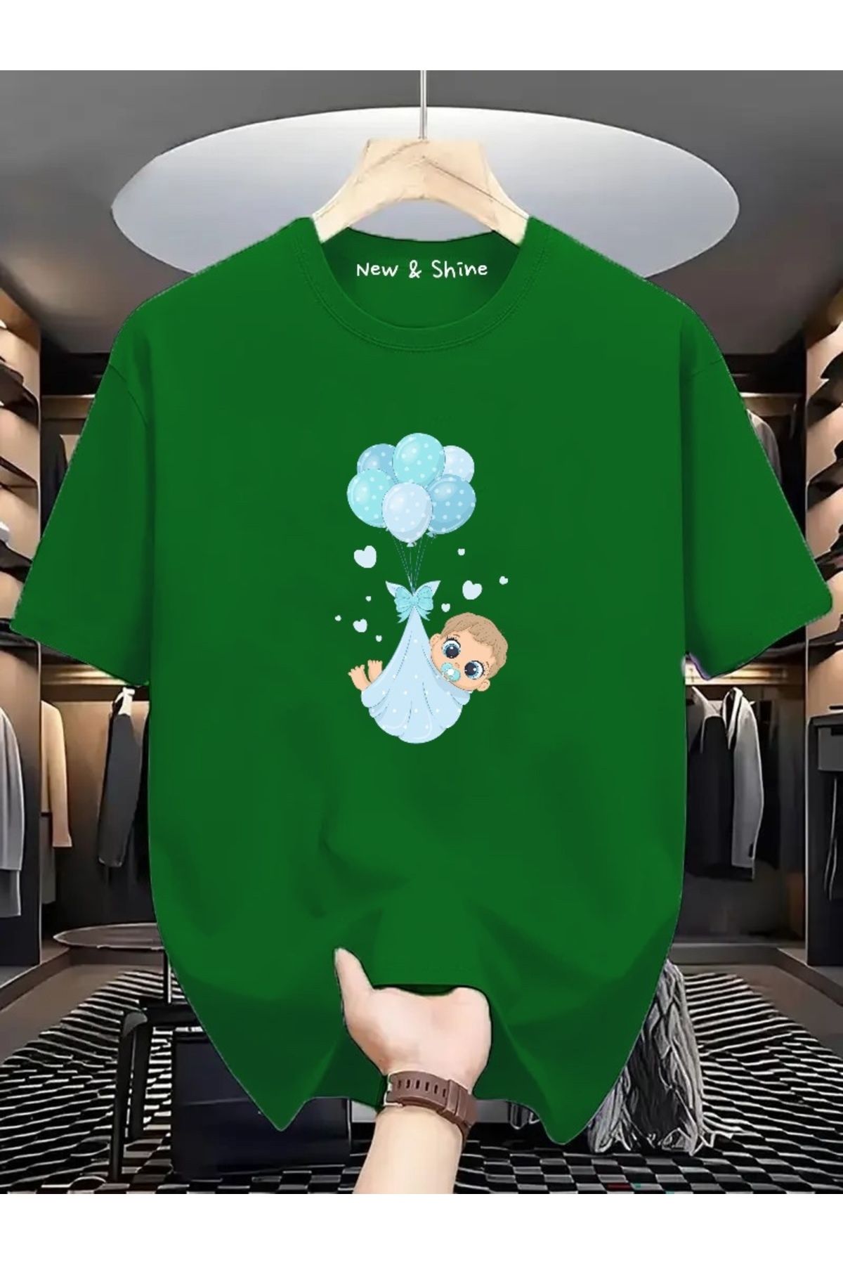 New Shine Erkek Bebek Baskılı Büyük Beden Oversize T-Shirt