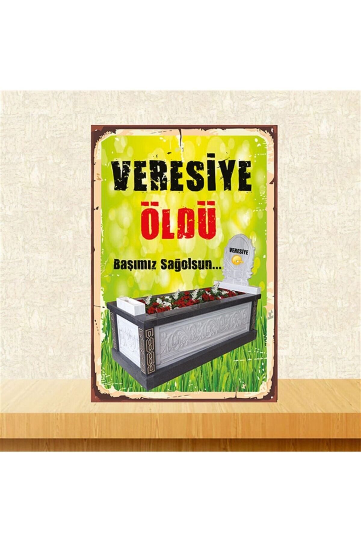 TAKIFİX Veresiye Öldü 20x30 cm Retro Ahşap Poster