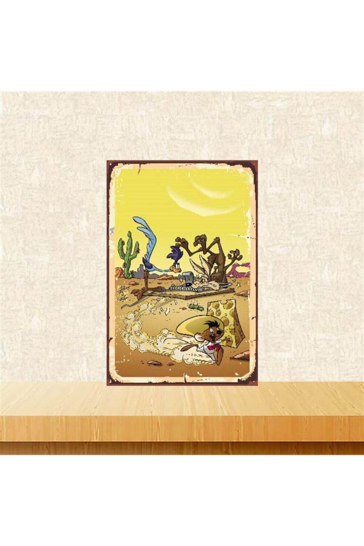 TAKIFİX Road Runner Tasarımlı Retro Ahşap Poster