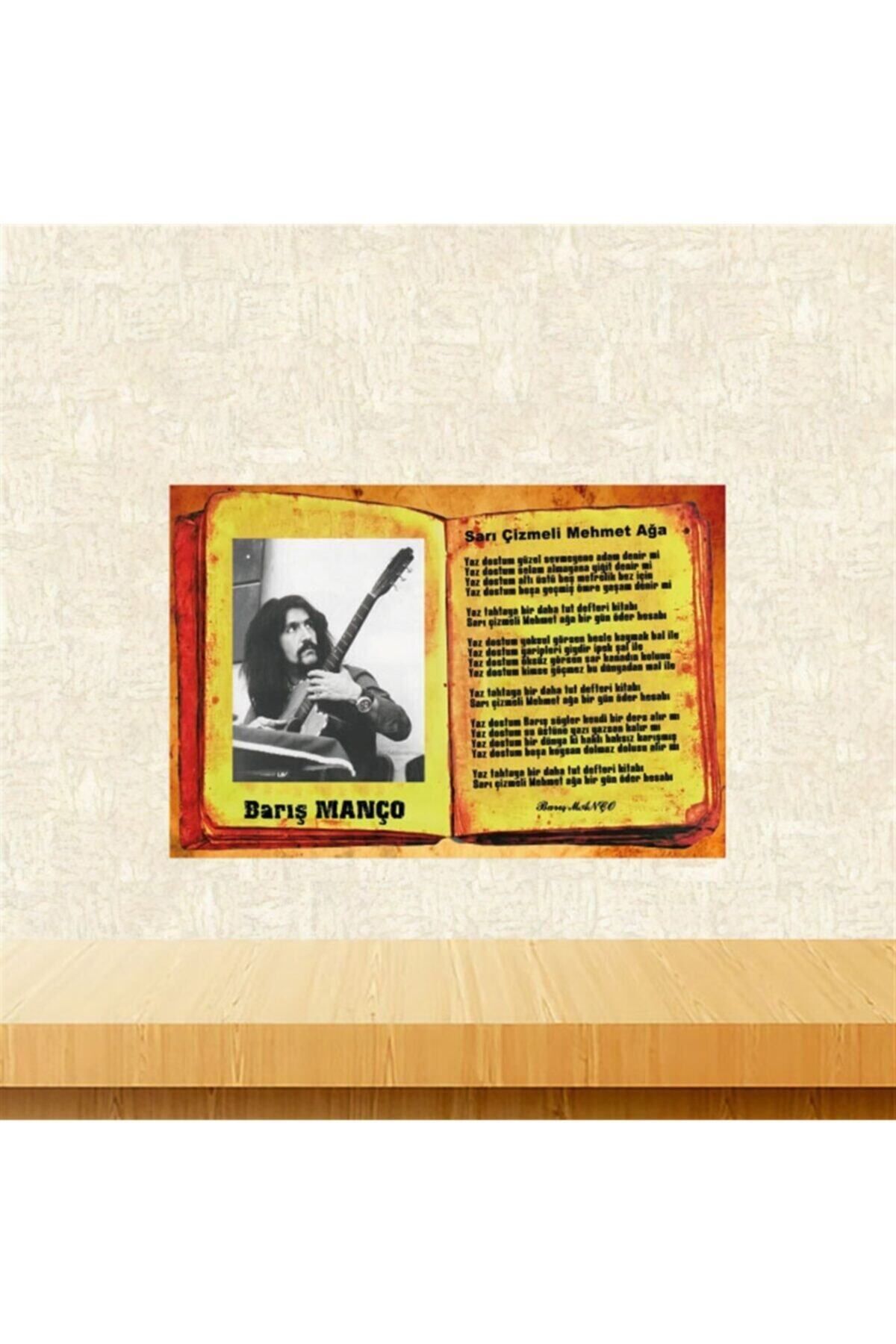 TAKIFİX Barış Manço Sarı Çizmeli Mehmet Ağa Retro Ahşap Poster 20-30 cm