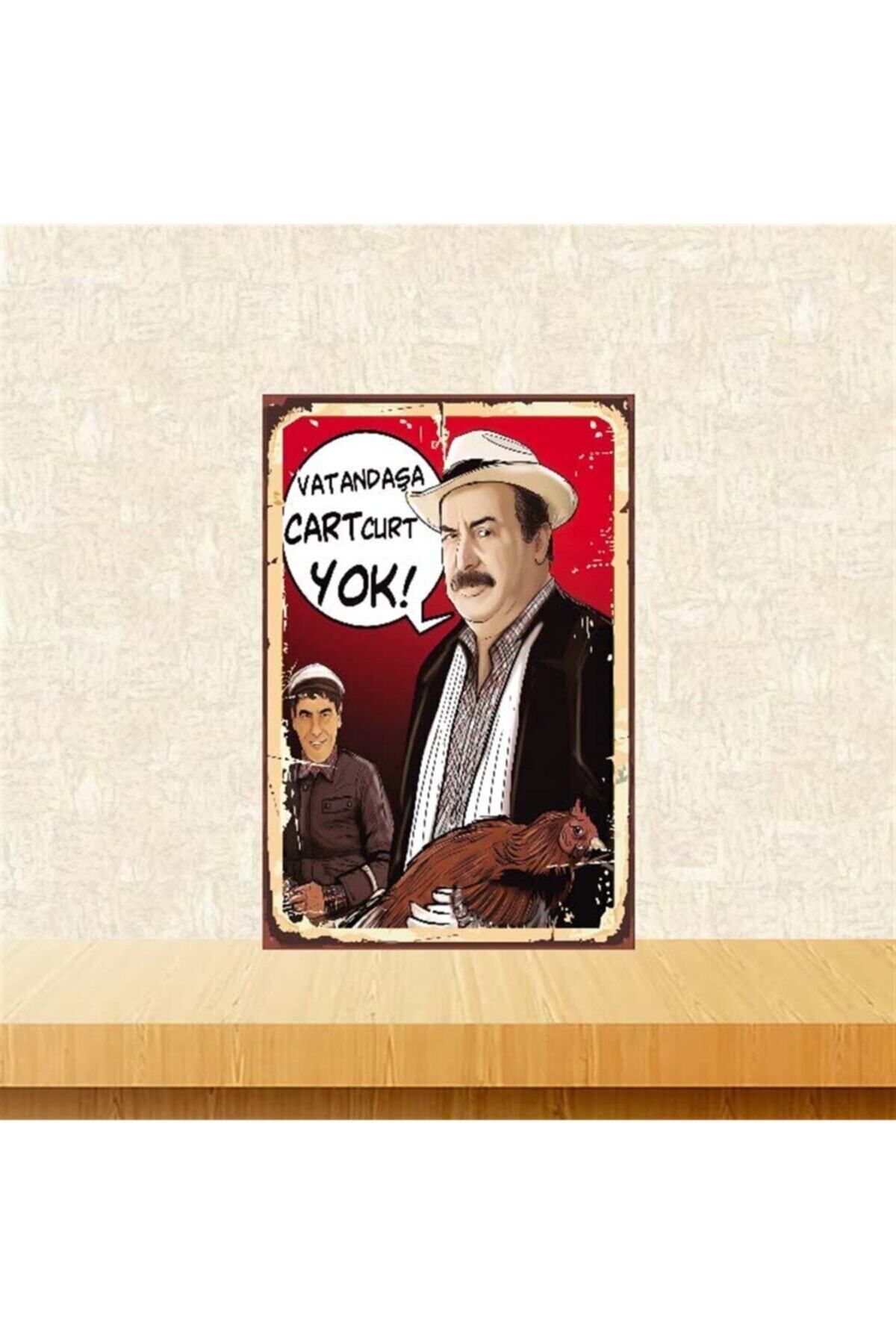 TAKIFİX Vatandaşa Cart Curt Yok 20 30 cm Retro Ahşap Poster