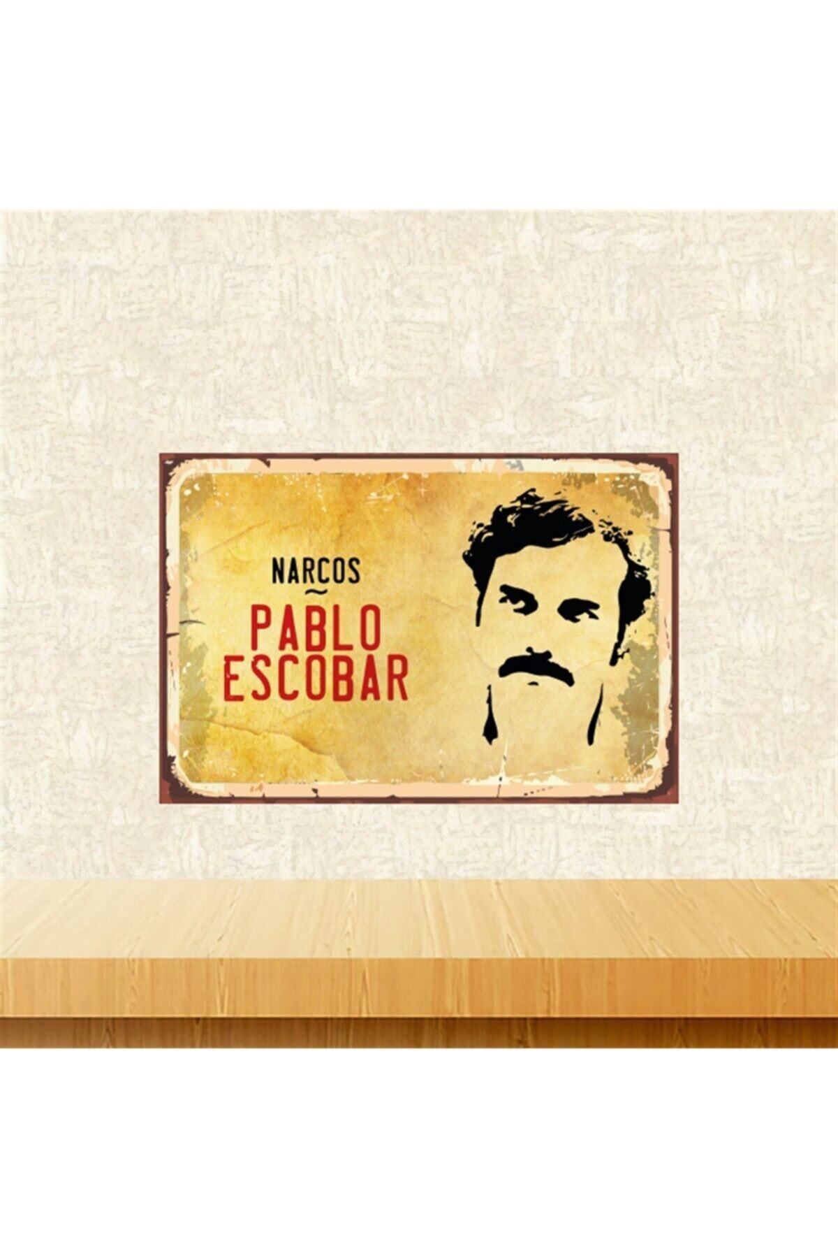 TAKIFİX Narcos Pablo Escobar Tasarımlı Retro Ahşap Tablo Tkfx5399 20-30 cm