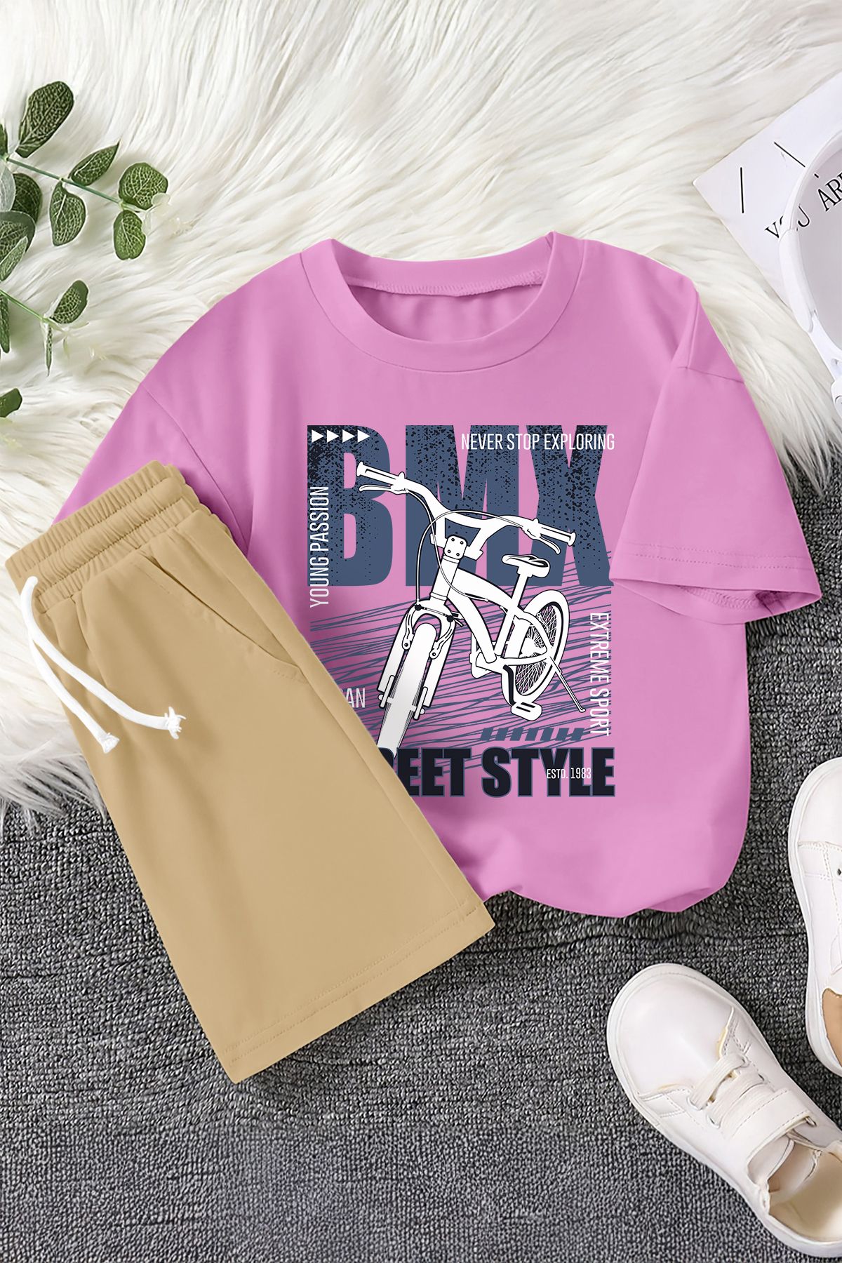 MYADA Set De 2 Piese Pentru Copii Cu Imprimeu Pentru Biciclete Bmx Street Style New Season 22485 Masculin - 9–10 years