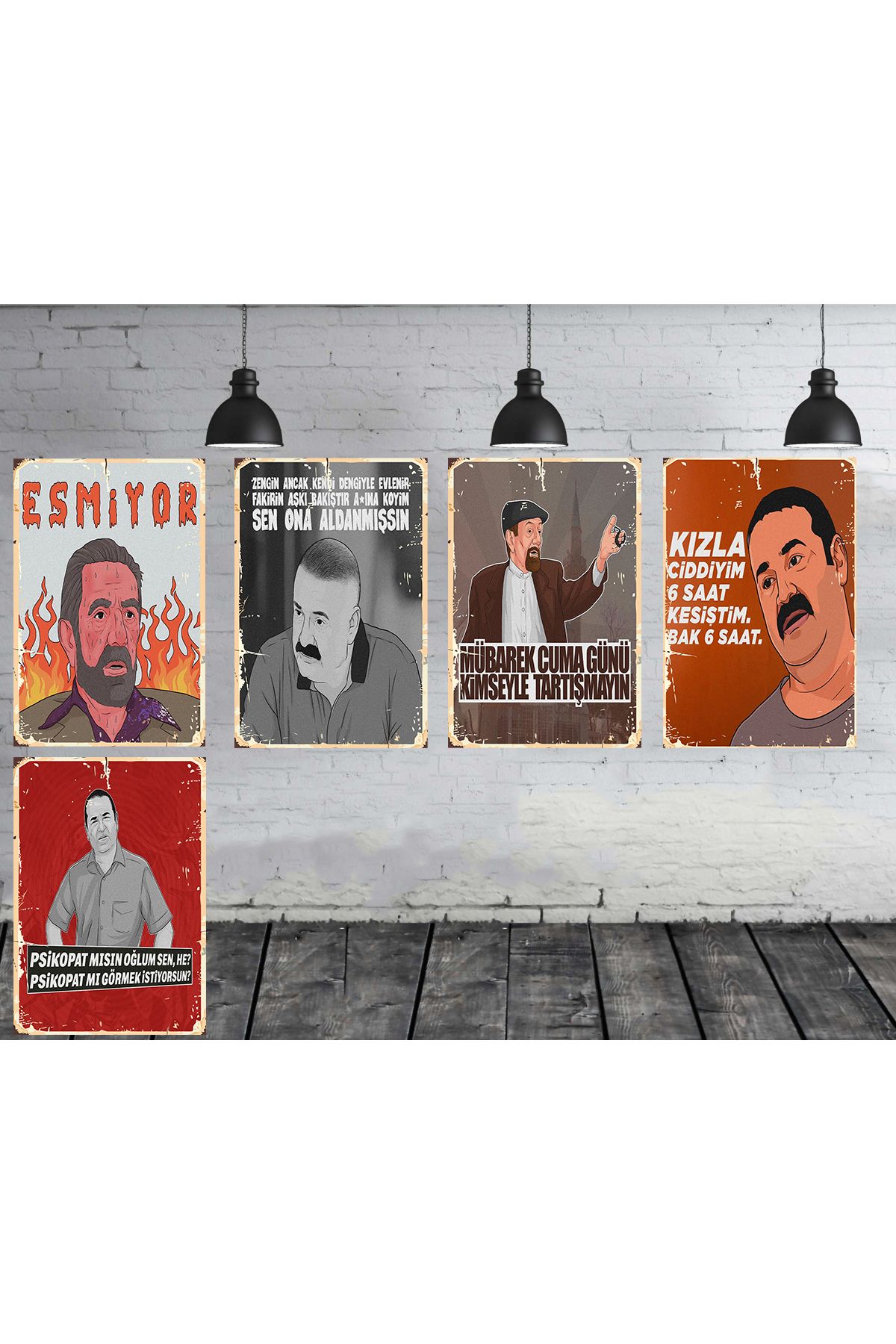 TAKIFİX Kolpaçino Replikleri Seti 5 Adet 20x30 Cm 20x30 Cm Retro Ahşap Poster