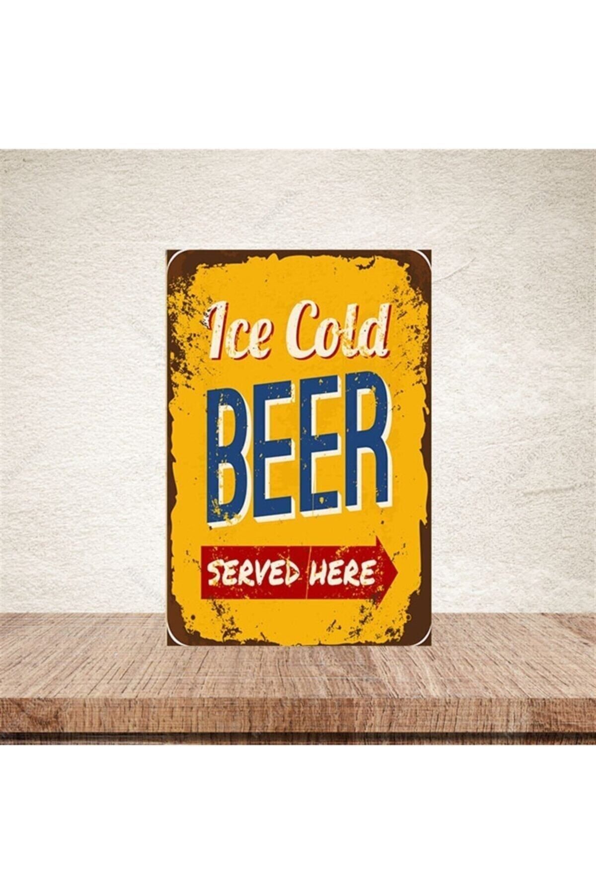 TAKIFİX Ice Cold Served Here 20-30 Cm Retro Ahşap Poster