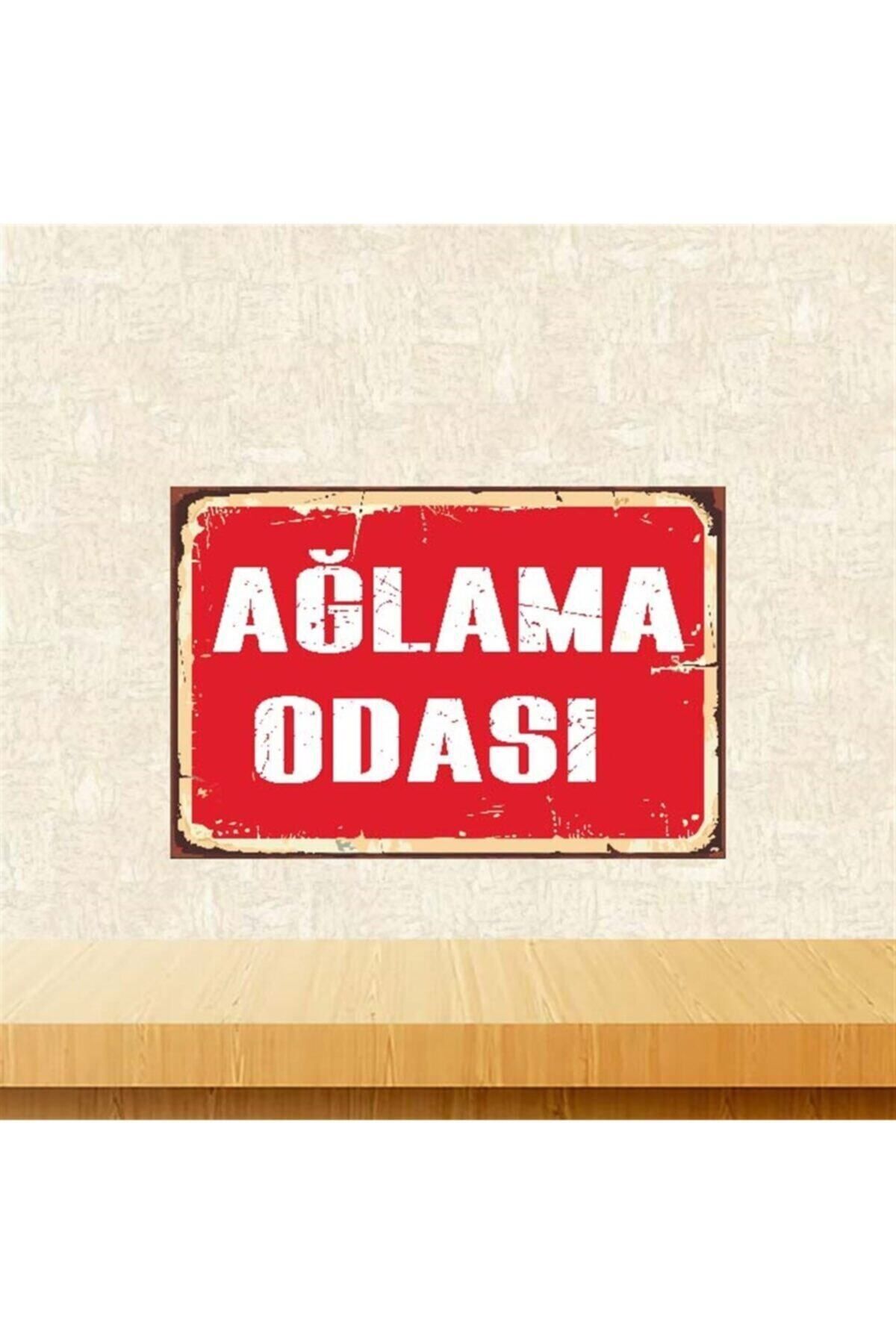 TAKIFİX Ahşap Retro Ağlama Odası Yazılı Poster 20-30 cm