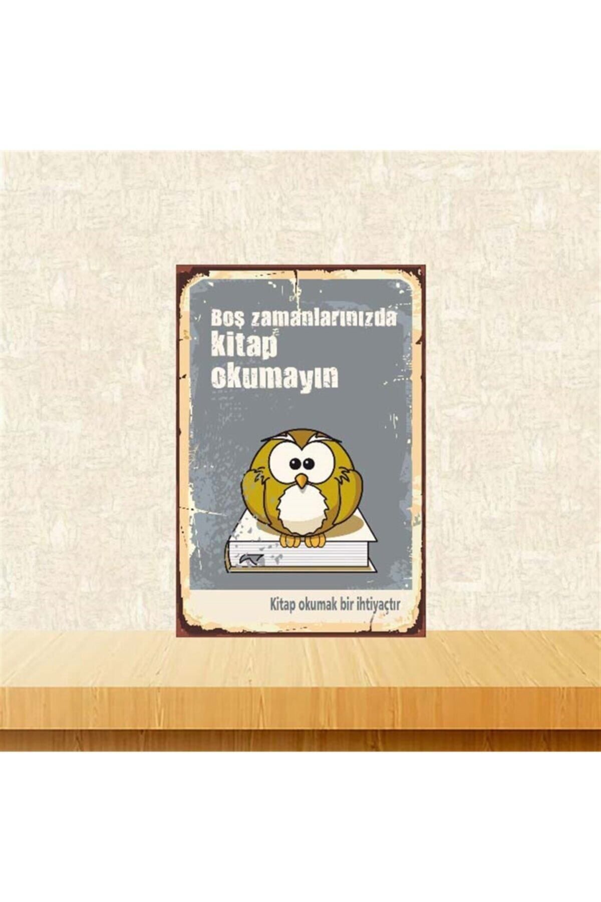 TAKIFİX Kitap Okumak Bir Ihtiyaçtır 20-30 Cm Retro Ahşap Poster