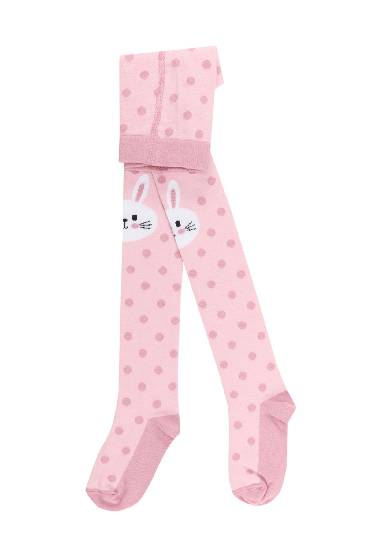 Denokids-Dicke rosa Kinderstrumpfhose mit Kaninchen-Punktmuster 4
