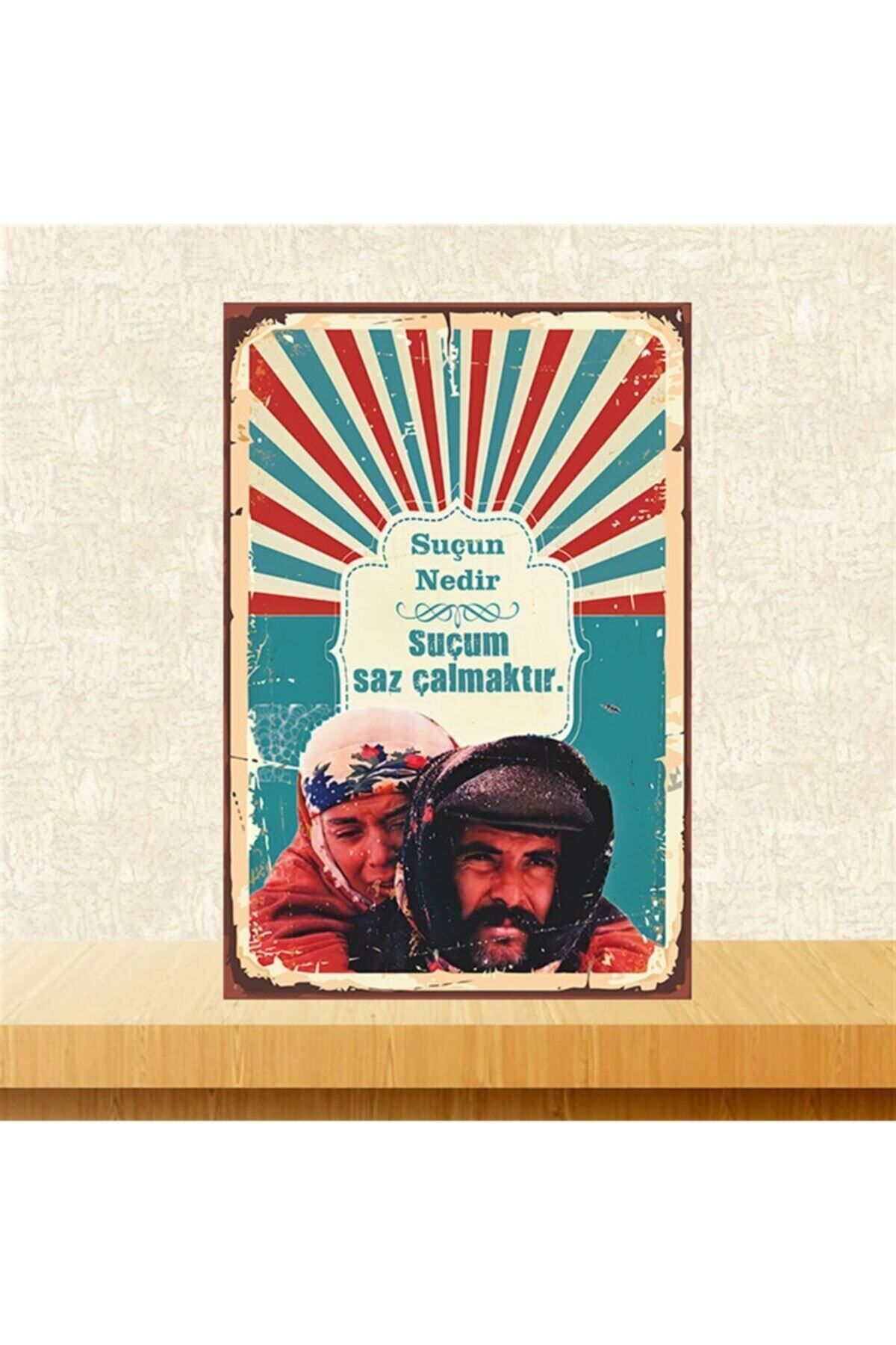 TAKIFİX Suçum Saz Çalmaktır Retro Ahşap Poster 20-30 C