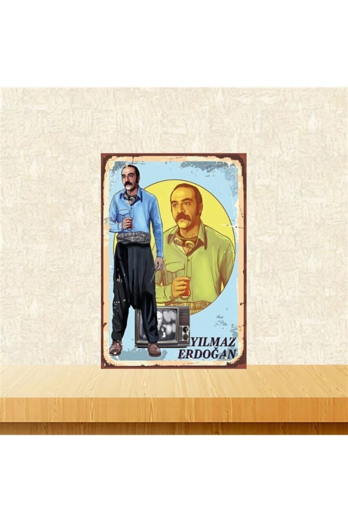 TAKIFİX Yılmaz Erdoğan 20-30 Cm Retro Ahşap Tablo Tkfx4914
