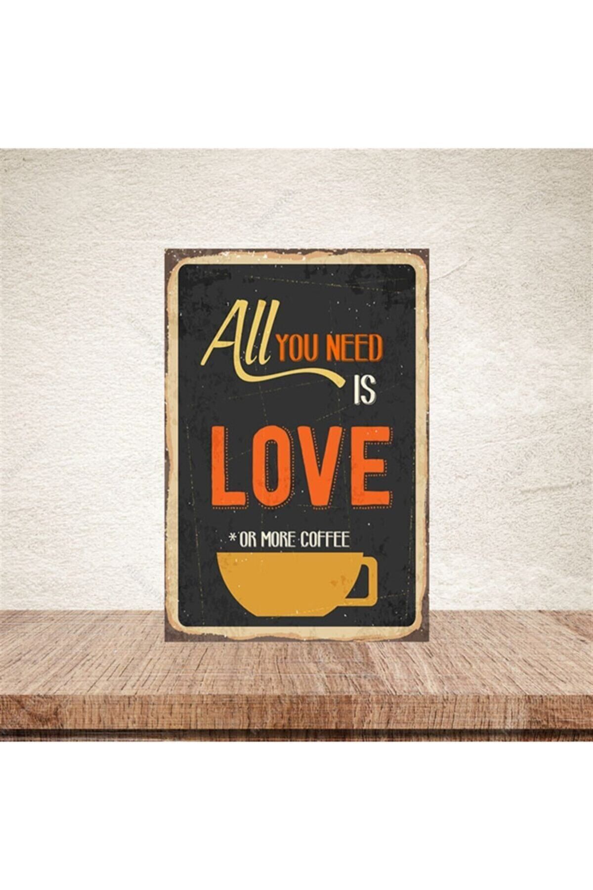 TAKIFİX All You Need Is Love 20-30 Cm Retro Ahşap Poster