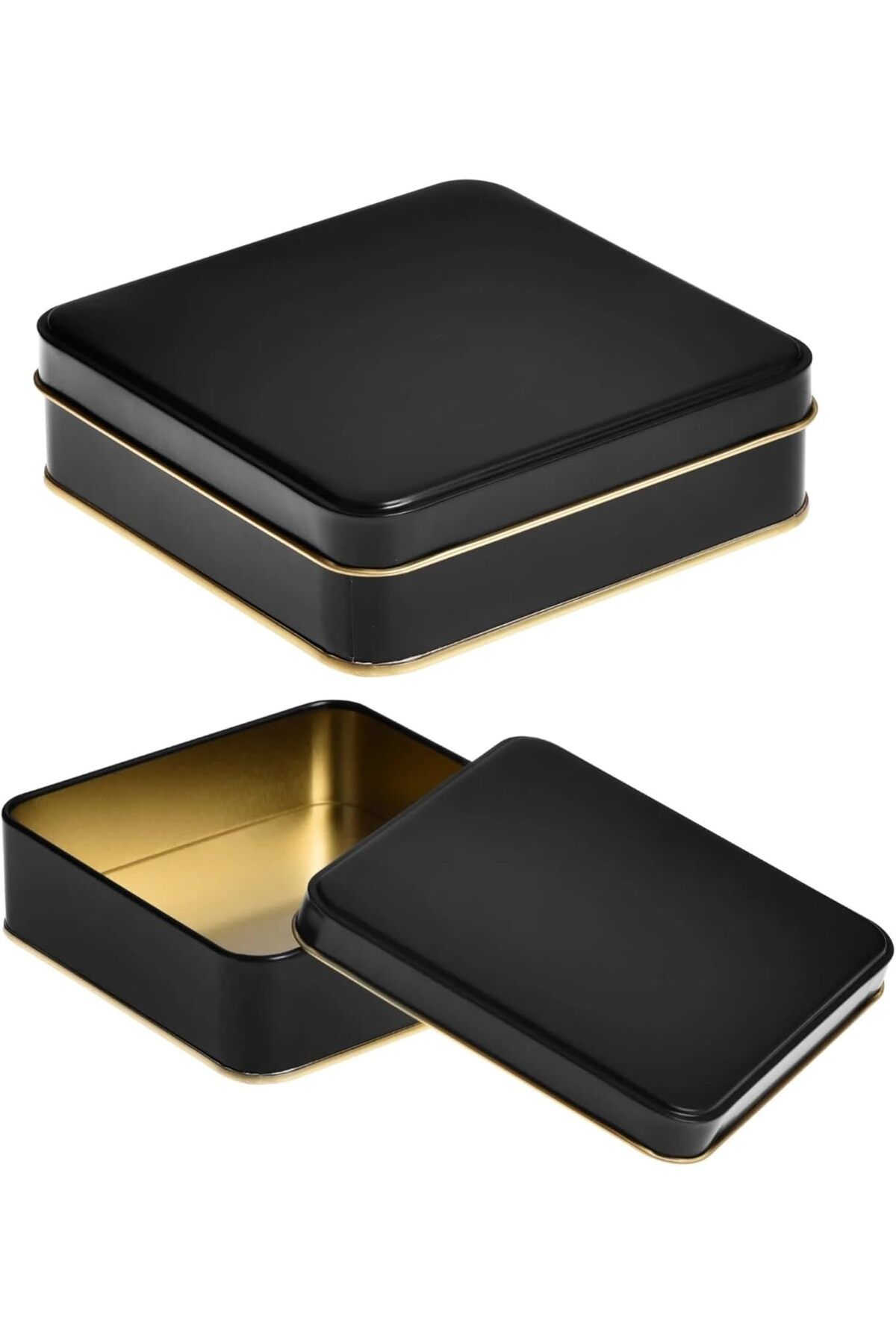 STOREMAX EMN Siyah Yarı Mat İçi Gold Laklı Metal Kutu Gıdaya Uygun Teneke Ambalaj 1 Adet Cİ ST5 113363