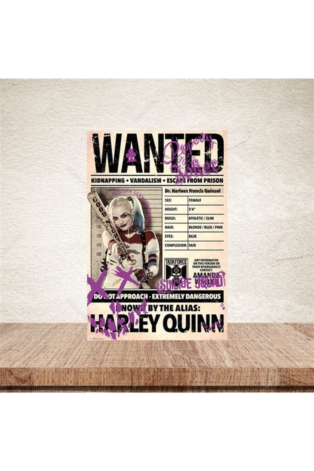 TAKIFİX Wanted Harley Quinn 20-30 Cm Retro Ahşap Poster