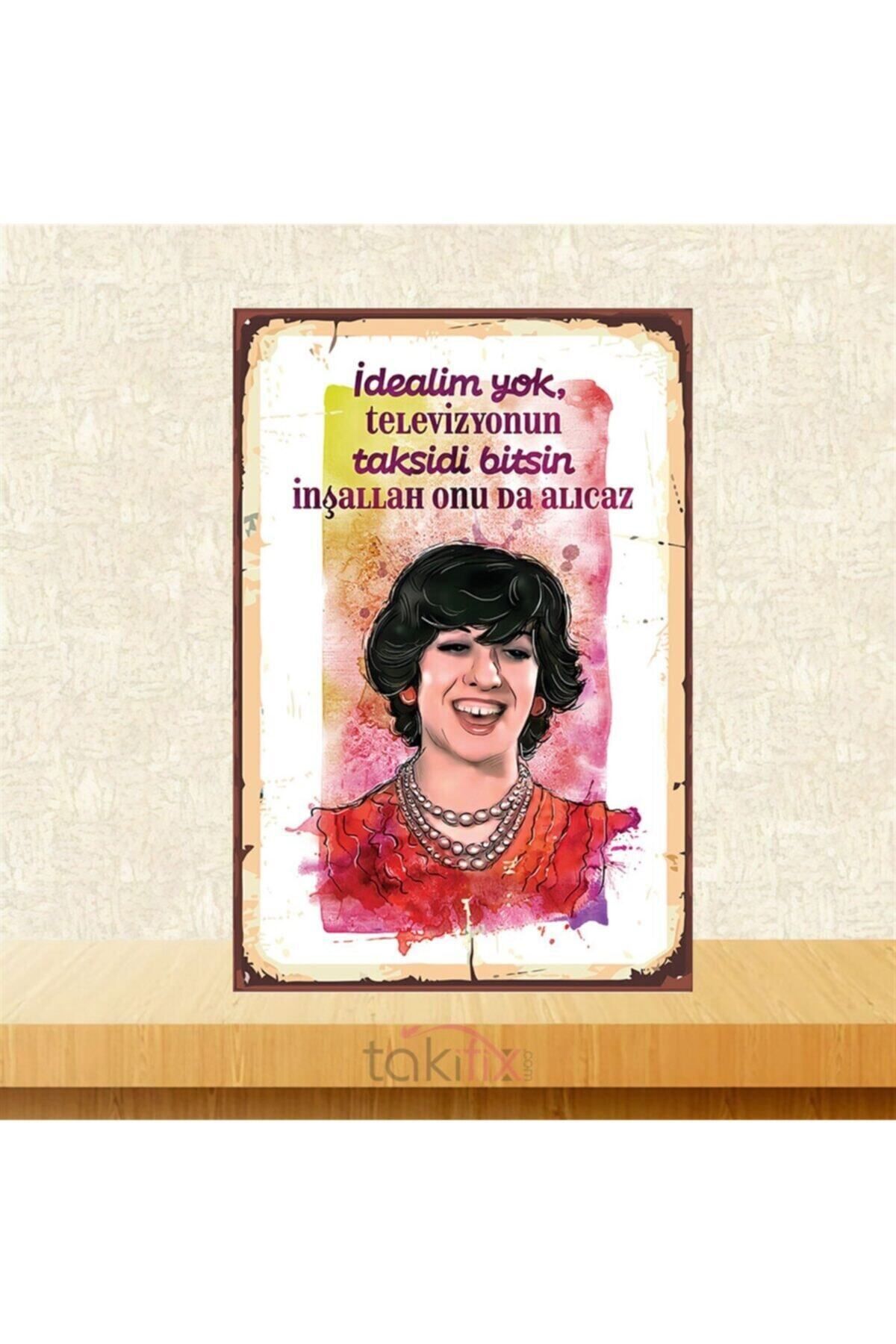 TAKIFİX Idealim Yok Ayşen Gruda 20-30 cm Retro Ahşap Poster