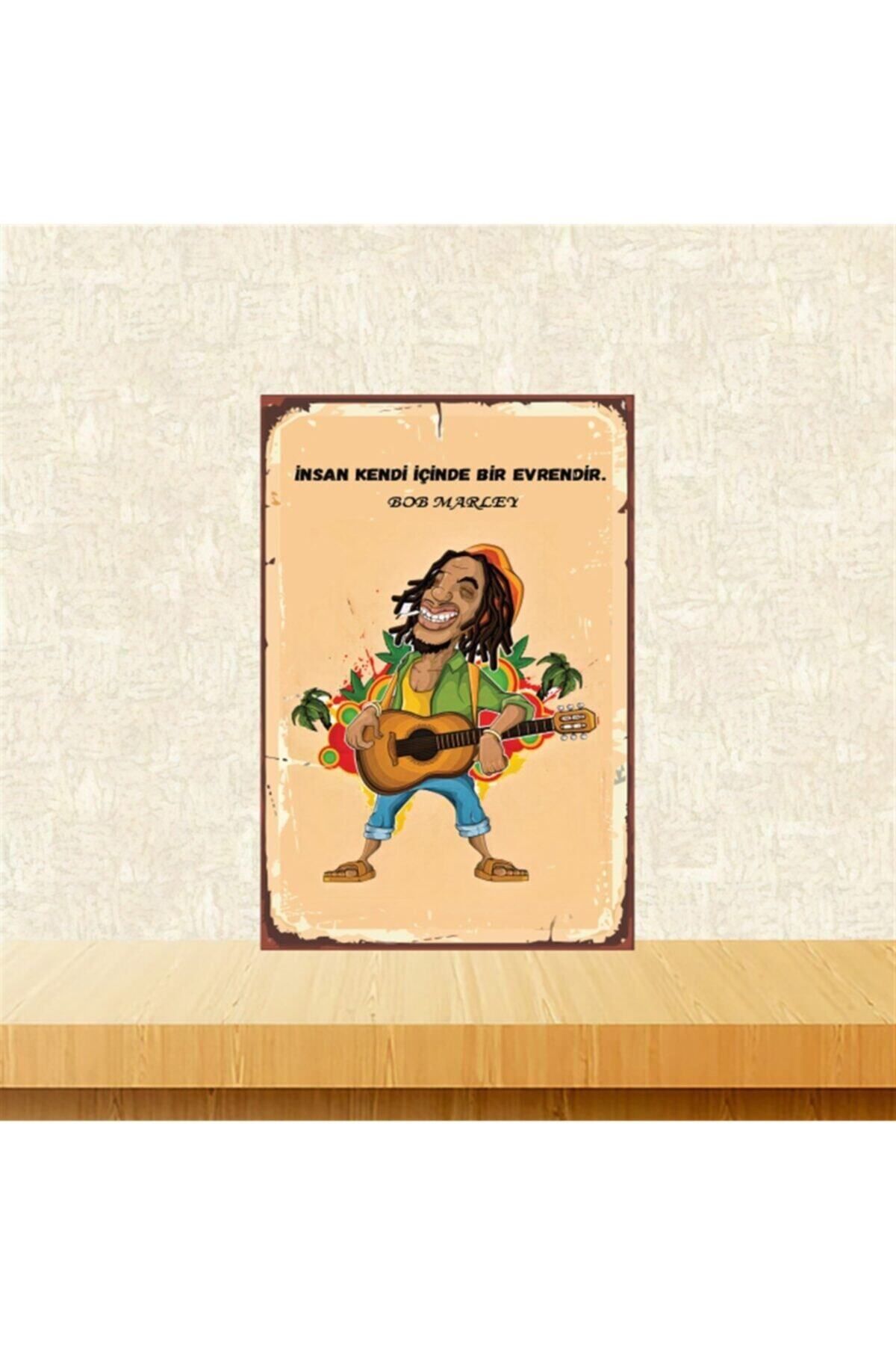 TAKIFİX Bob Marley Insan Kendi Içinde 20-30 Cm Retro Ahşap Poster Tkfx4364